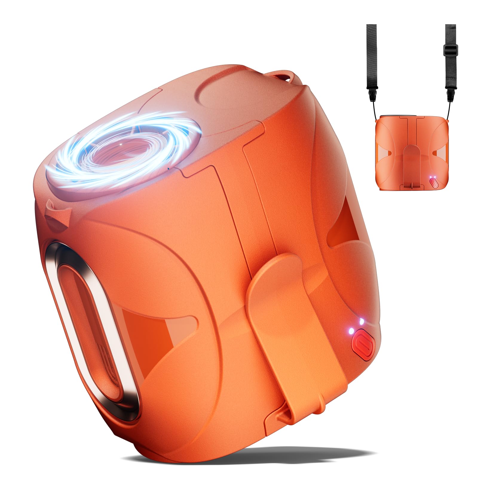 Fulsunt Orange Portable Fan For Travel, Waist Fan Clip On Up To 40H, 14000Rpm 6 Speeds Powerful Airflow, 6000Mah Rechargeable Sh