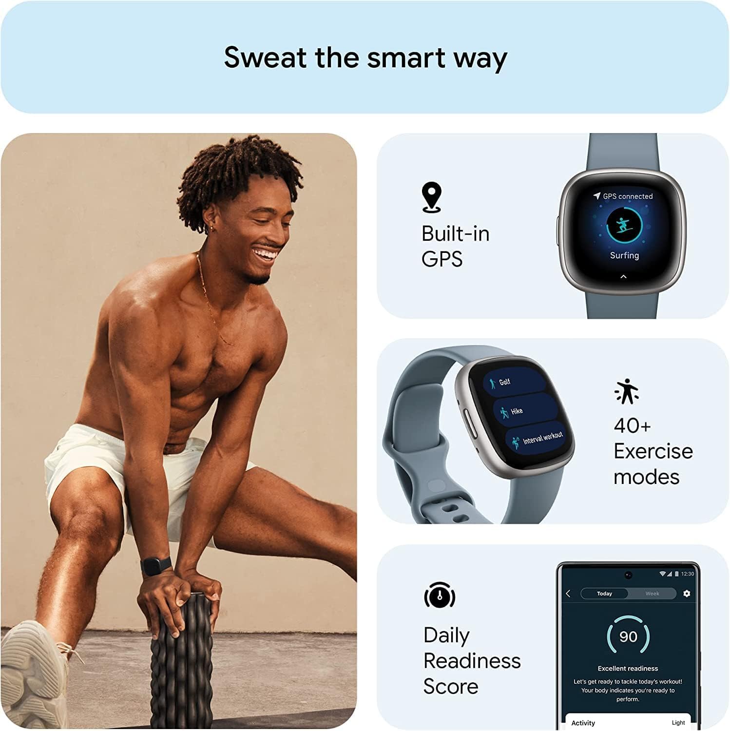 Fitbit Versa 4 Fitness Smartwatch With Daily Readiness, Gps, 24/7 Heart Rate, 40+ Exercise Modes, Sleep Tracking And More, One S