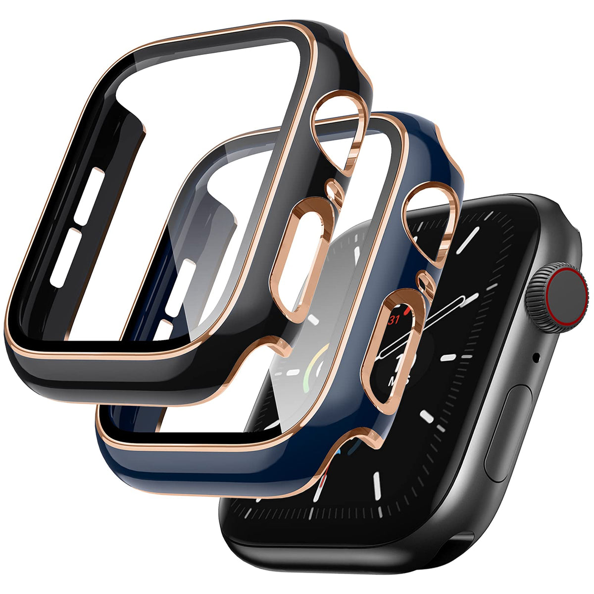 Lovrug 2 Pack Cases Compatible With Apple Watch Case 42Mm Series 3/2/1 Built In Tempered Glass Screen Protector Ultra-Thin Bumpe