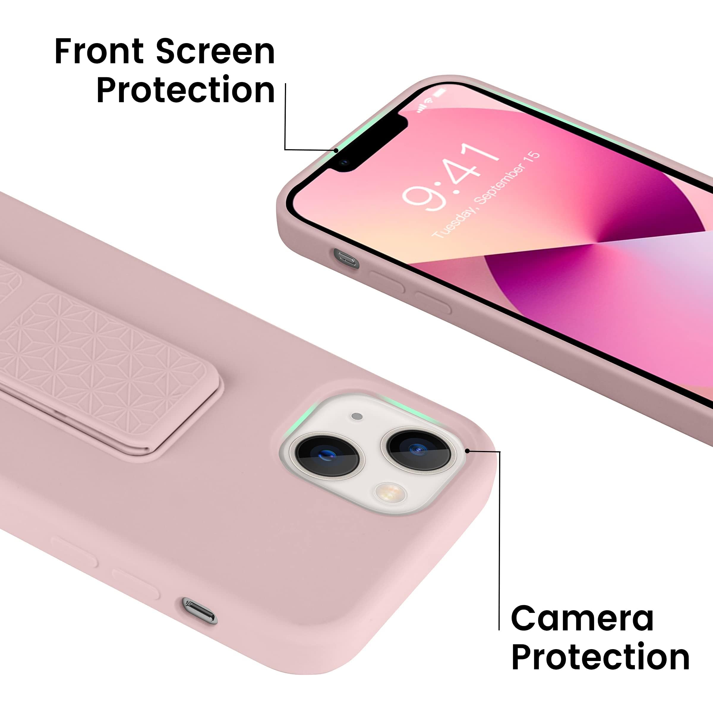 Laudtec Silicone Kickstand Case Compatible With Iphone 13 Case Vertical And Horizontal Stand Hand Strap Metal Kickstand, Flexibl