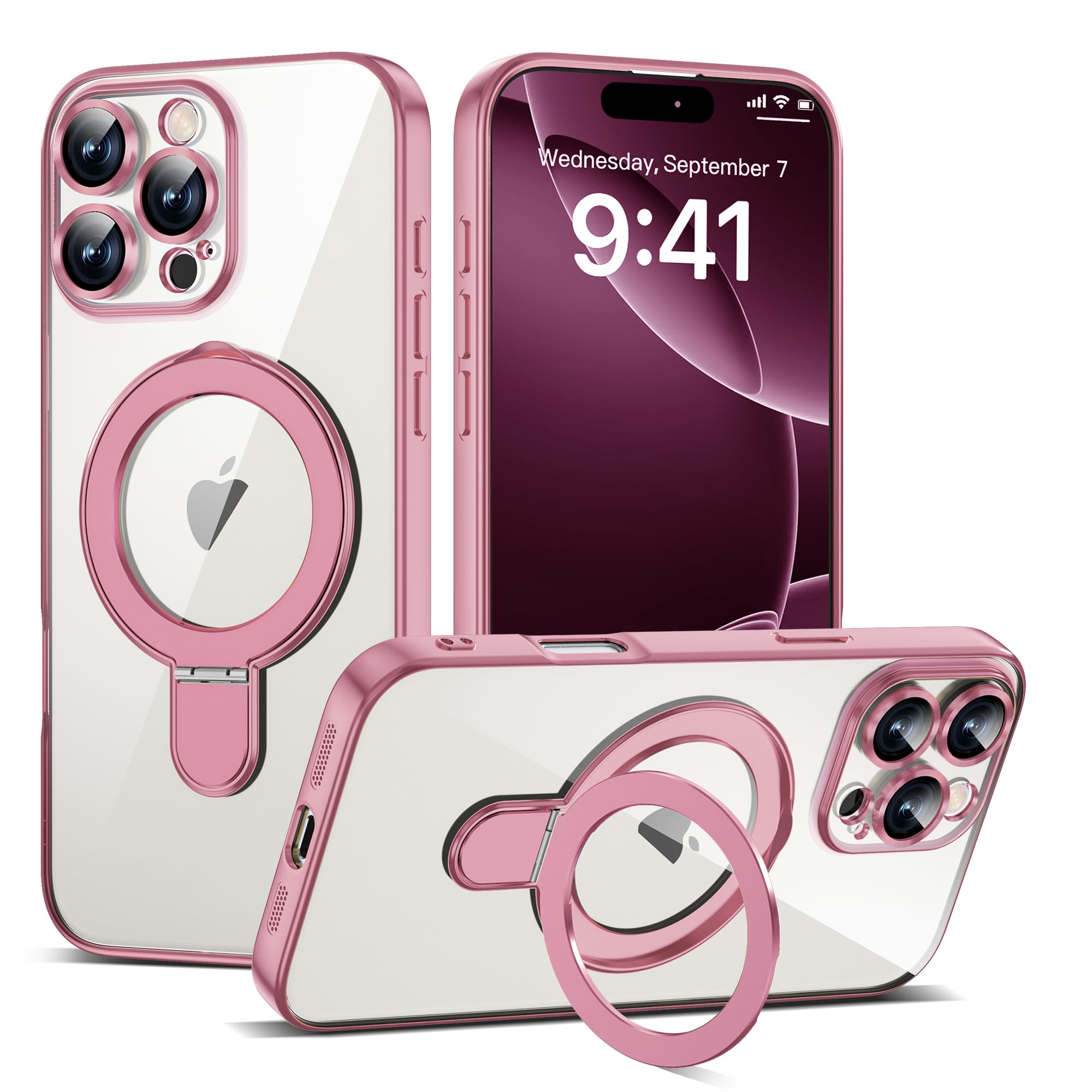 ETPESOK Compatible with iPhone 16 Pro Max Case with Invisible Magnetic Ring Stand [Compatible with Mag-Safe] [Full Camera Lens P
