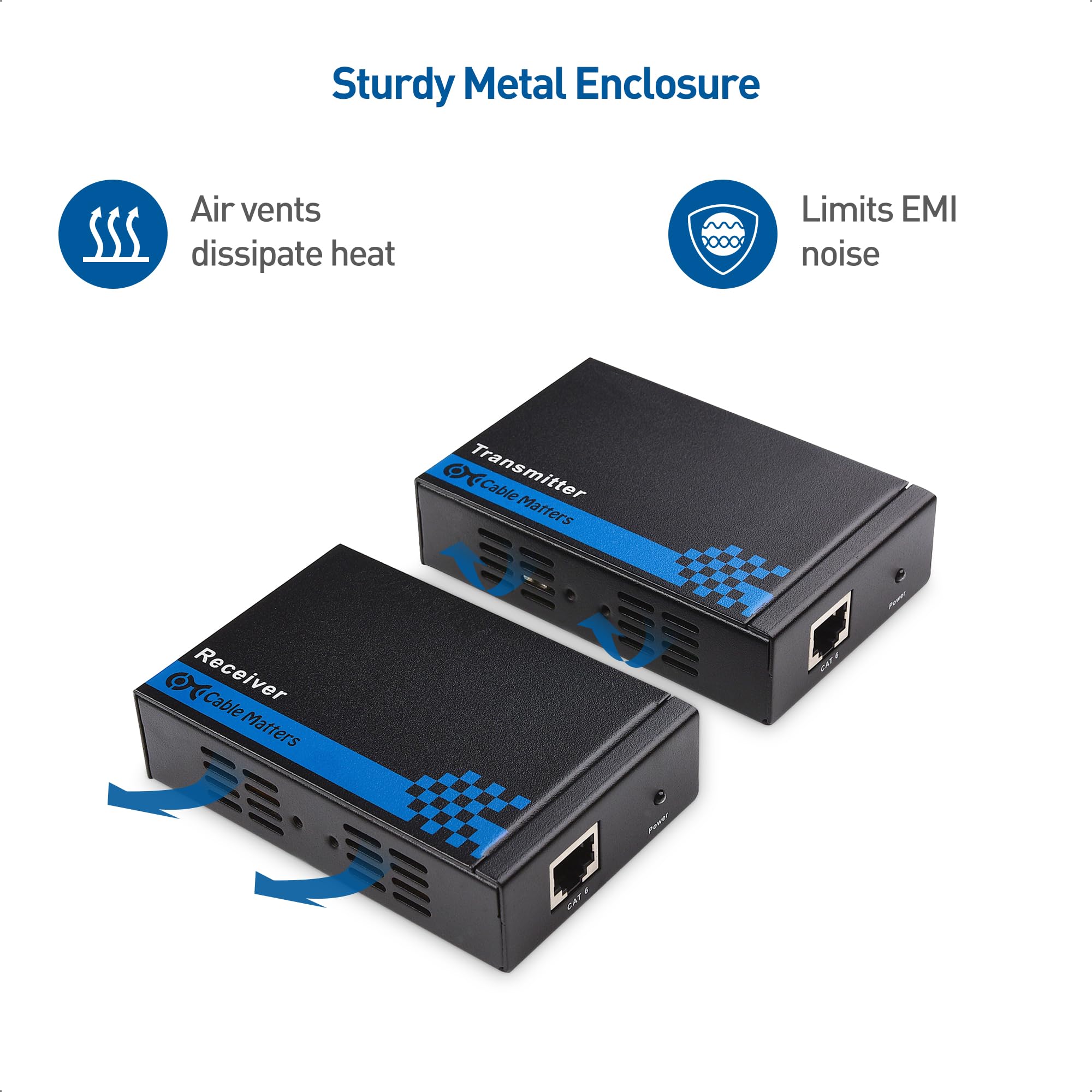 Cable Matters Wall Mount HDMI Extender with TCP/IP   Up to 300 Feet, 1080P, 1 to Many Setup, HDMI Over Ethernet Extender (Model: 103002)