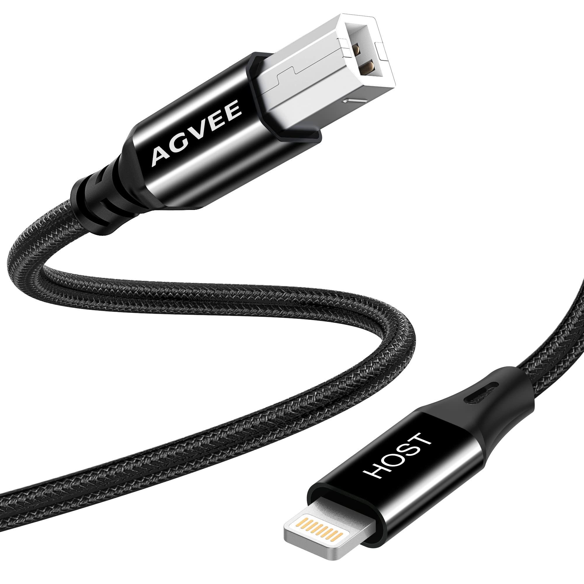 AGVEE 5ft Lightning OTG MIDI Cable USB Type-B Cord Compatible with iPhone iPad iOS for Electronic Music Instrument, Piano, Midi 