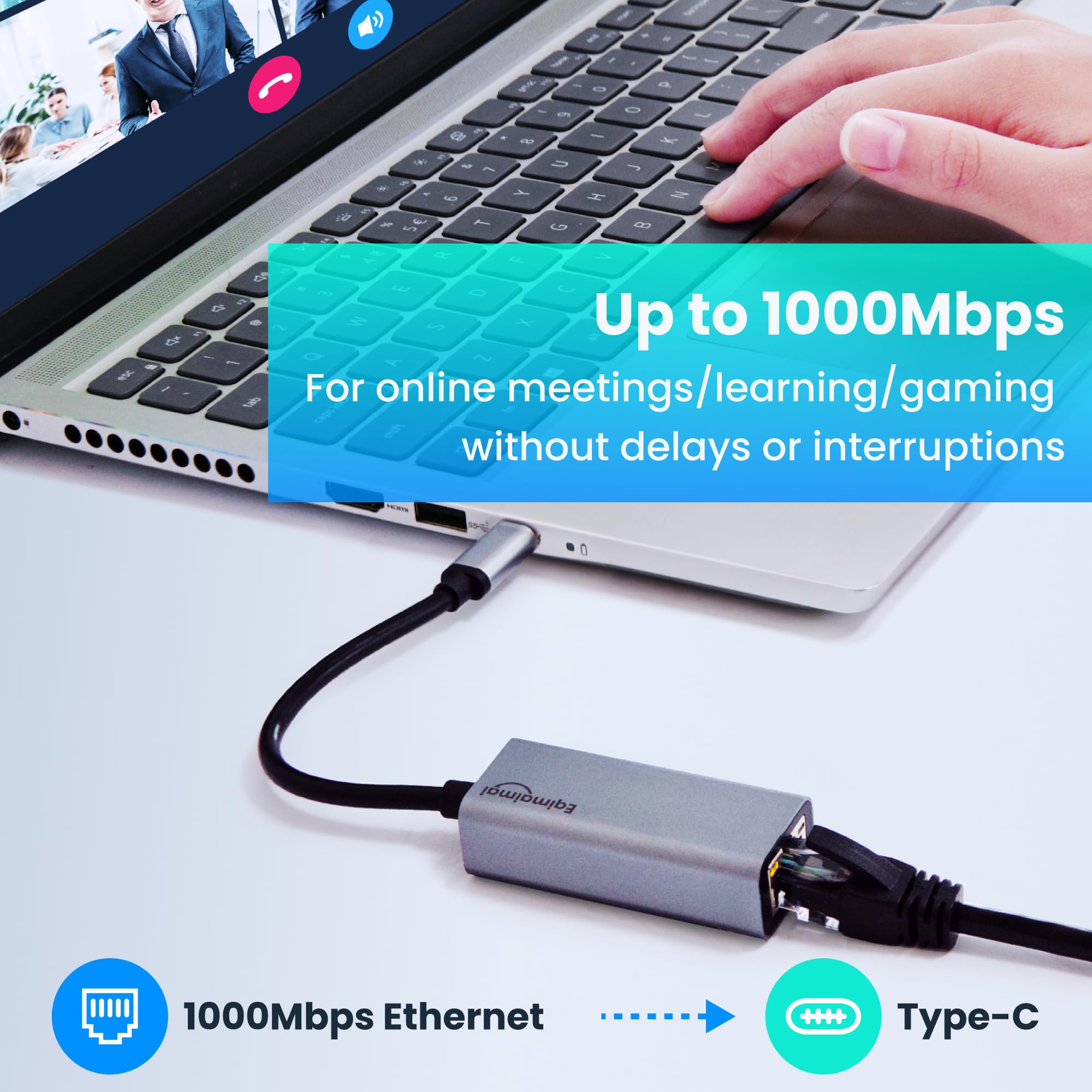 Usb C To Ethernet Adapter,Usb C Ethernet Adapter, Ethernet To Usb C Adapter,Typec To Rj45 Ethernet Adapter 1Gbps Gigabit Etherne