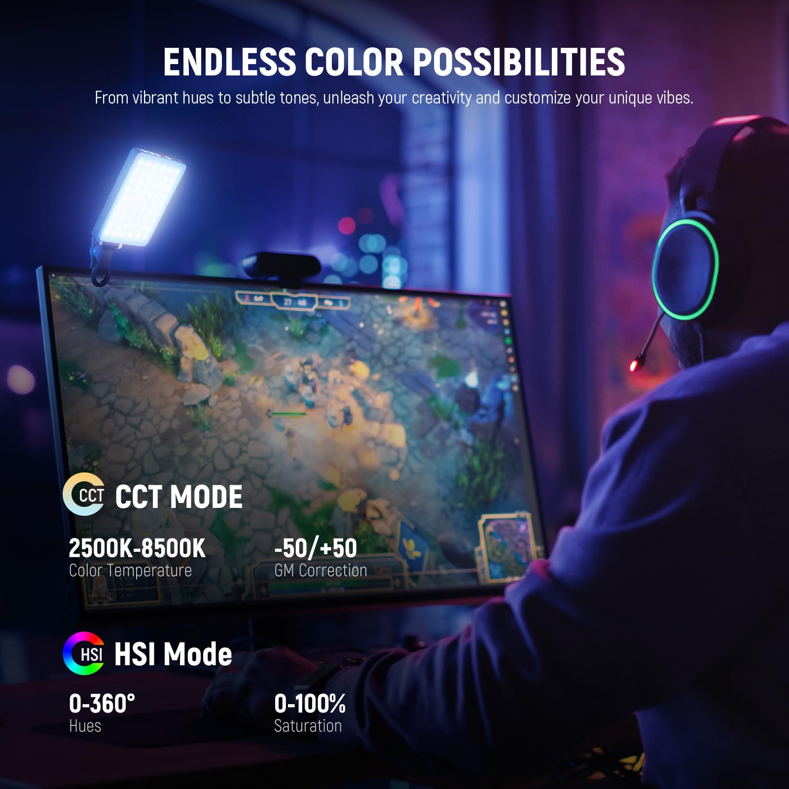 Neewer Vl67C Rgb Selfie Light With App Control, 94 Led Cri97 2000Mah Rechargeable, Cold Shoe Mount As Camera Light, Portable Fro