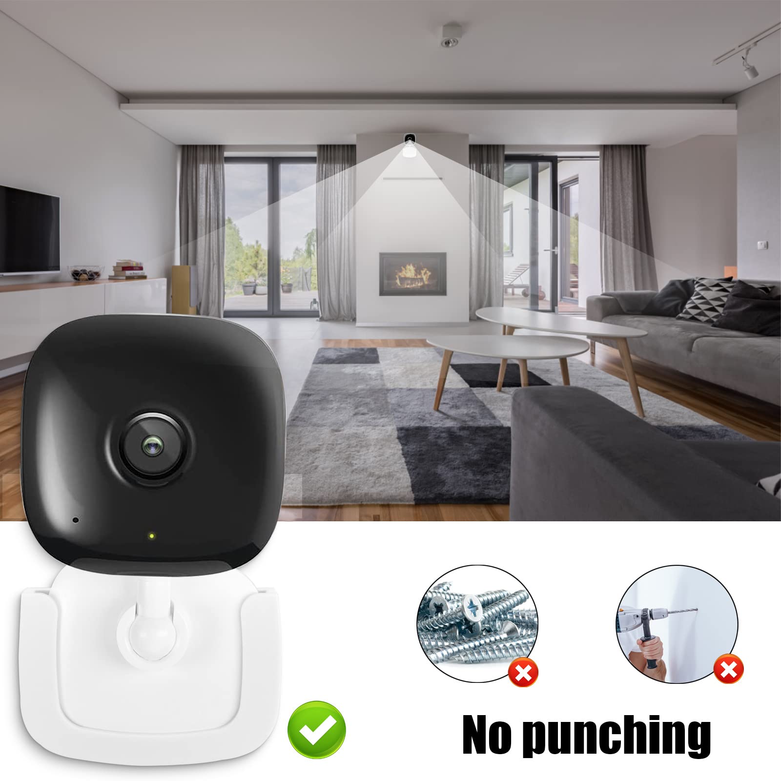 Upgraded 2 Pack Self Adhesive Wall Mount Holder Fits For Kasa Smart Security Camera Ec60,Kc100,Kc105,Kc400,No Drilling Easy Inst