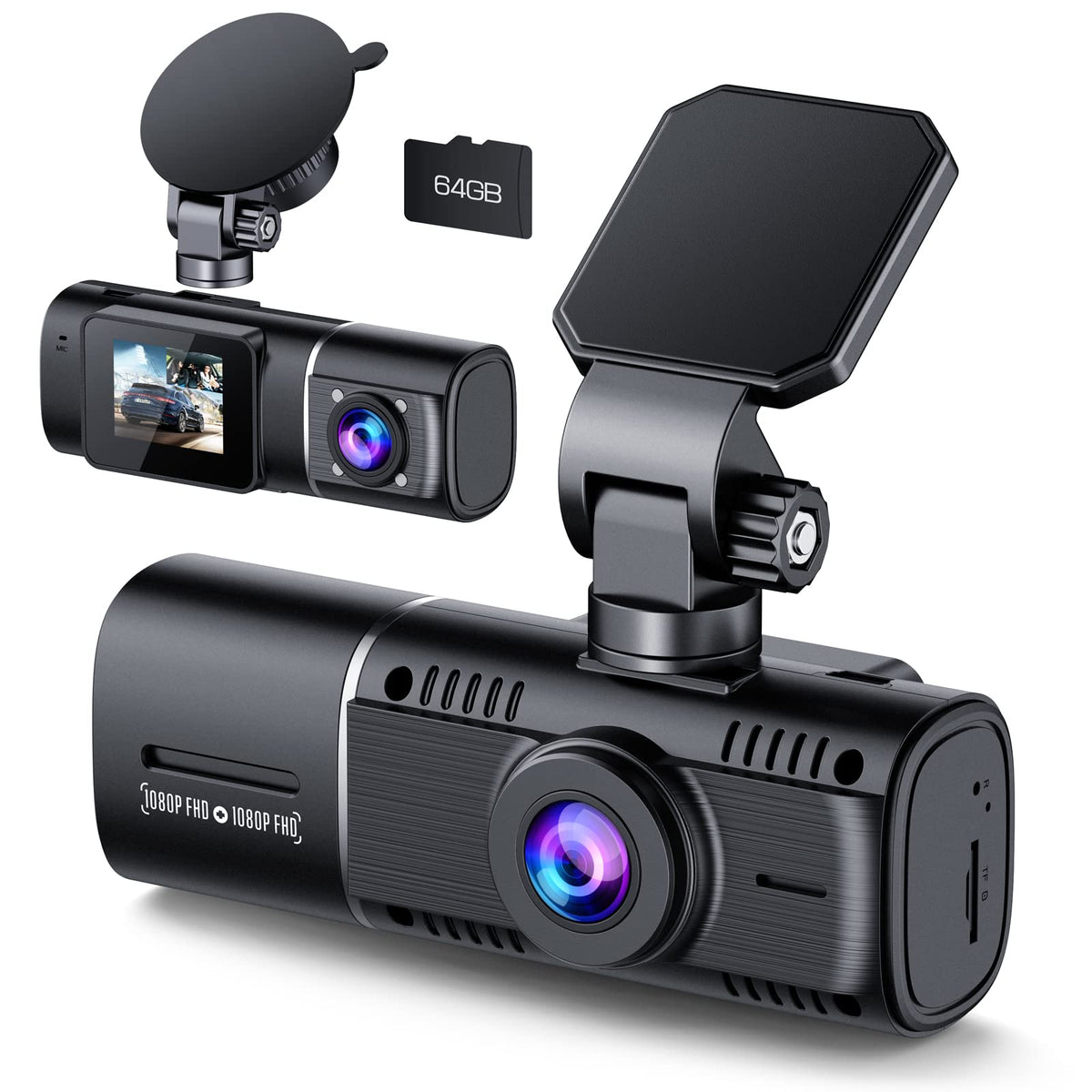 Dual Dash Cam Front And Inside 1080P Dash Camera For Cars Ir Night Vision Car Camera For Taxi Accident Lock Parking Monitor 2 Mo