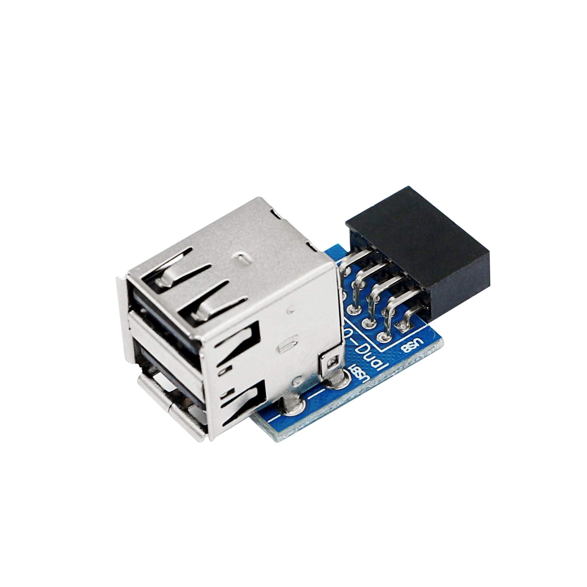 Sinloon 9Pin Usb 2.0 Female Pin Dual 2 Port Usb Motherboard Header Adapter Dual Layer Type For Pc (Dual)