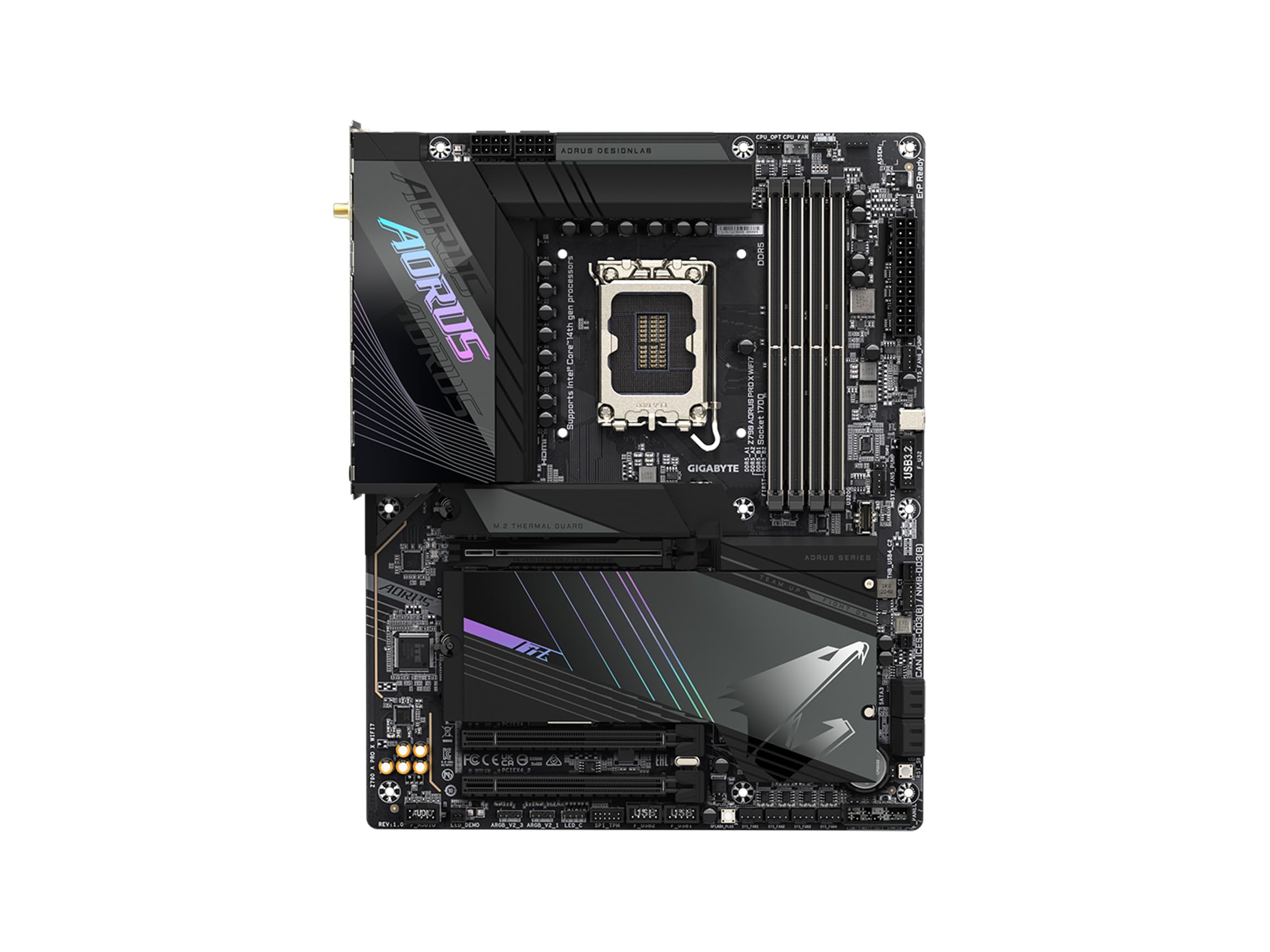 Gigabyte Z790 Aorus Pro X Wifi7 Lga 1700 Intel Z790 X Atx Motherboard With Ddr5, 5* M.2, Pcie 5.0, Usb 3.2 Type C, Wi Fi 7, 5Gbe
