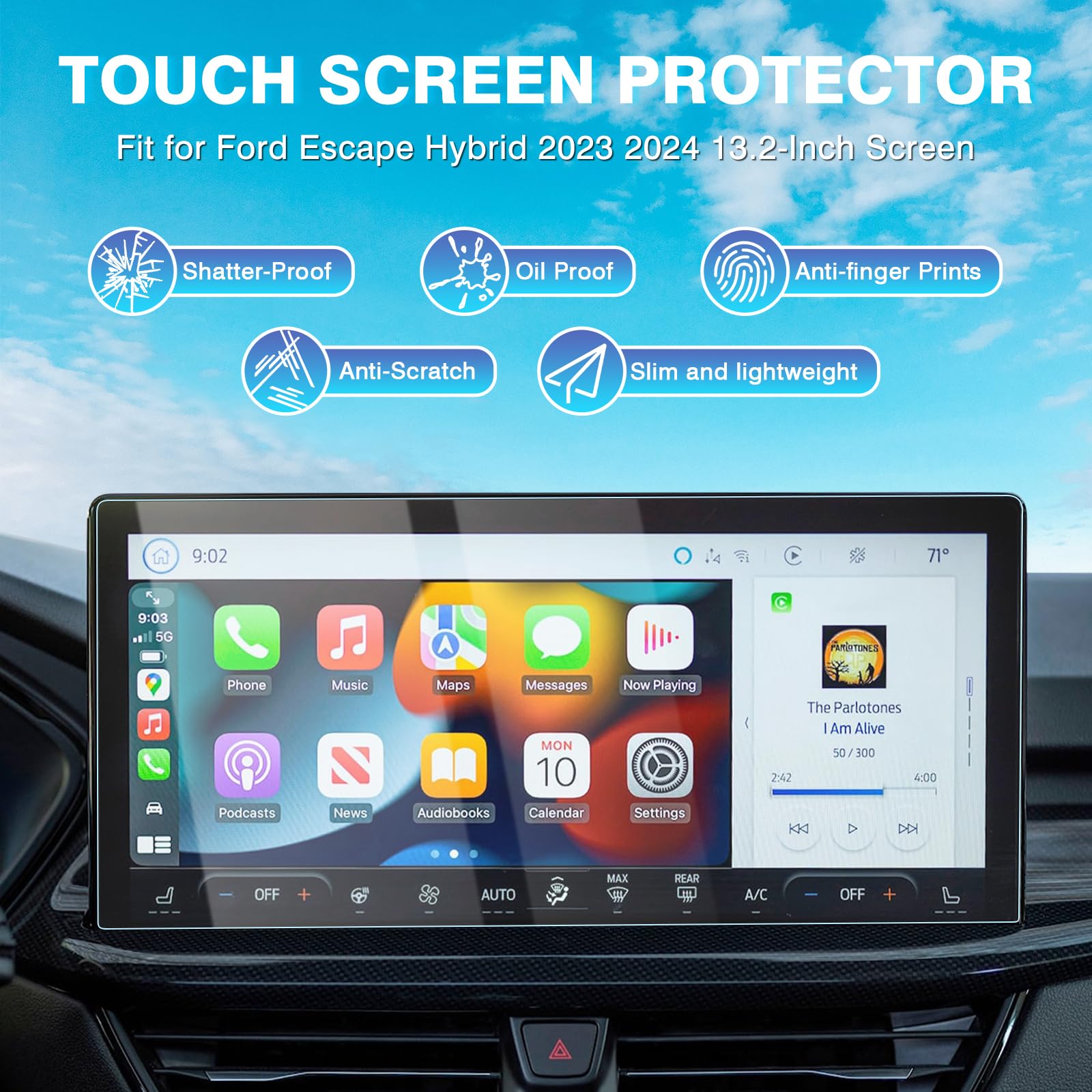 Karltys 2 Pack Screen Protector For 2023 2024 2025 Ford Escape, 2025 Ford Explorer 13.2 Inch Touchscreen Protector, Hd Clear, Anti Glare Tempered Glass For 2025 Explorer Accessories