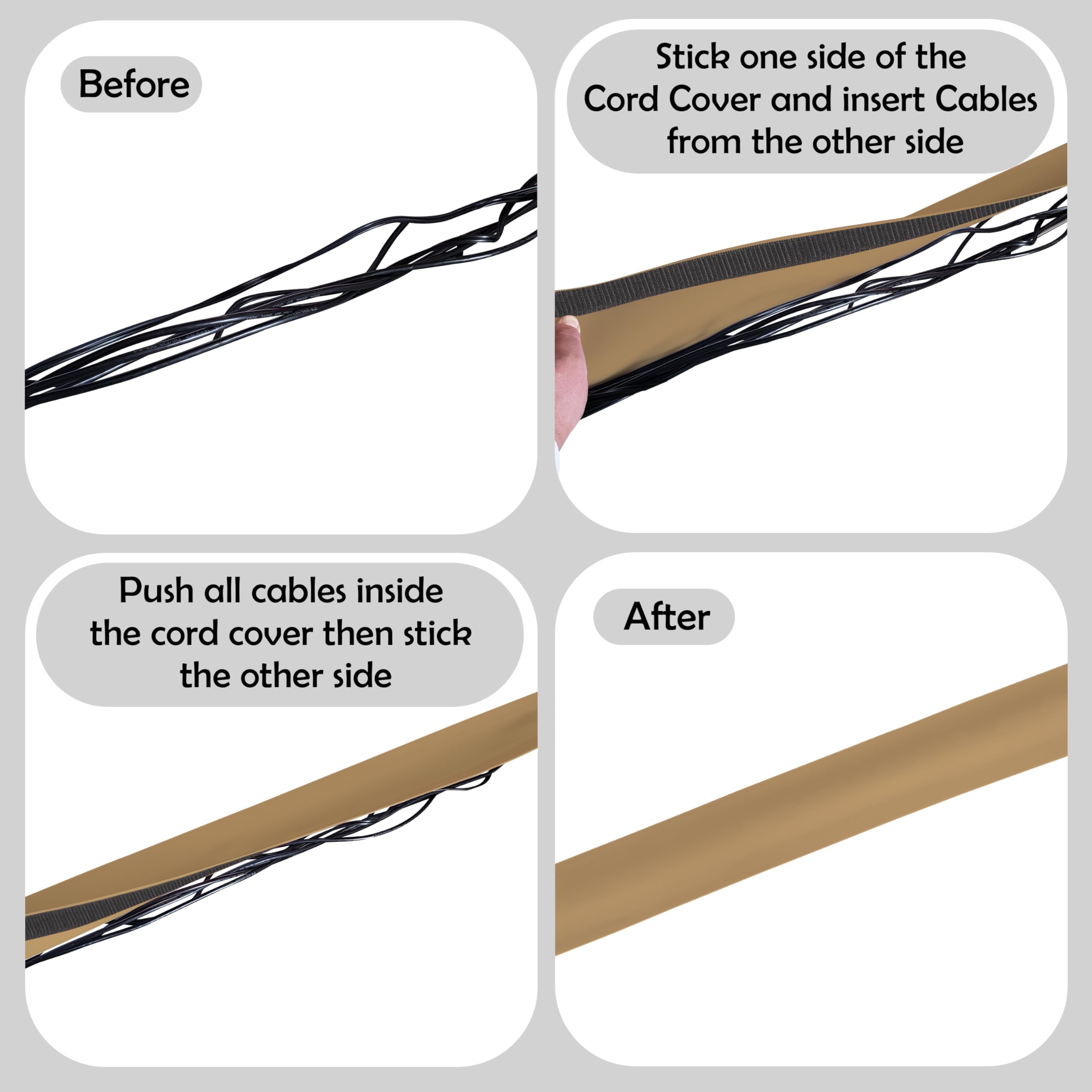 Rubber Bond Carpet Cord Cover Strips   Carpet Cord Hider For Easy Cable Management   6''X48'' Cord Covers For Wires On Floor   L
