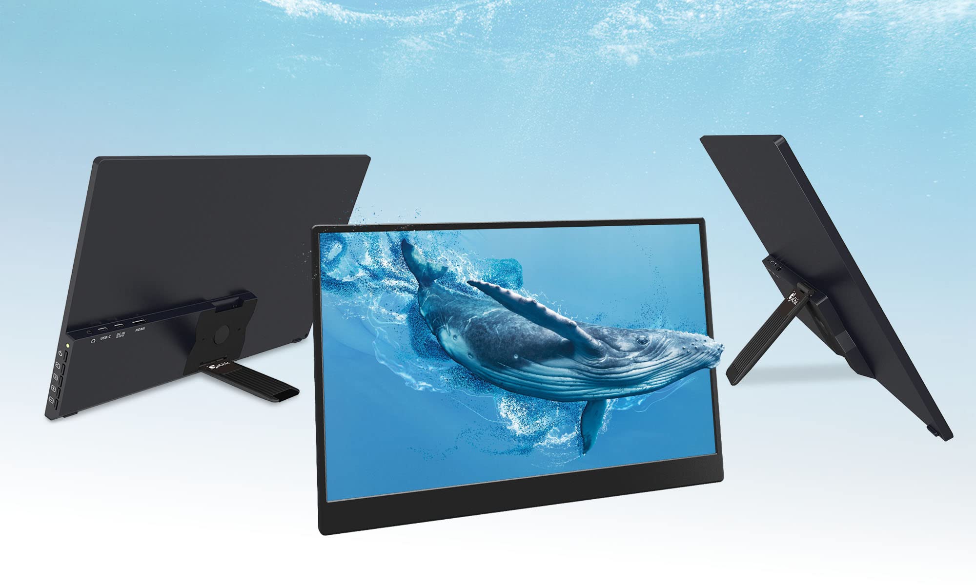 Gechic M161H 16.1 1080P Portable Monitor - Rear Port Laptop/Macbook, HDMI USB-C, Frameless, VESA Mount, Tripod, Eyecare Gaming,
