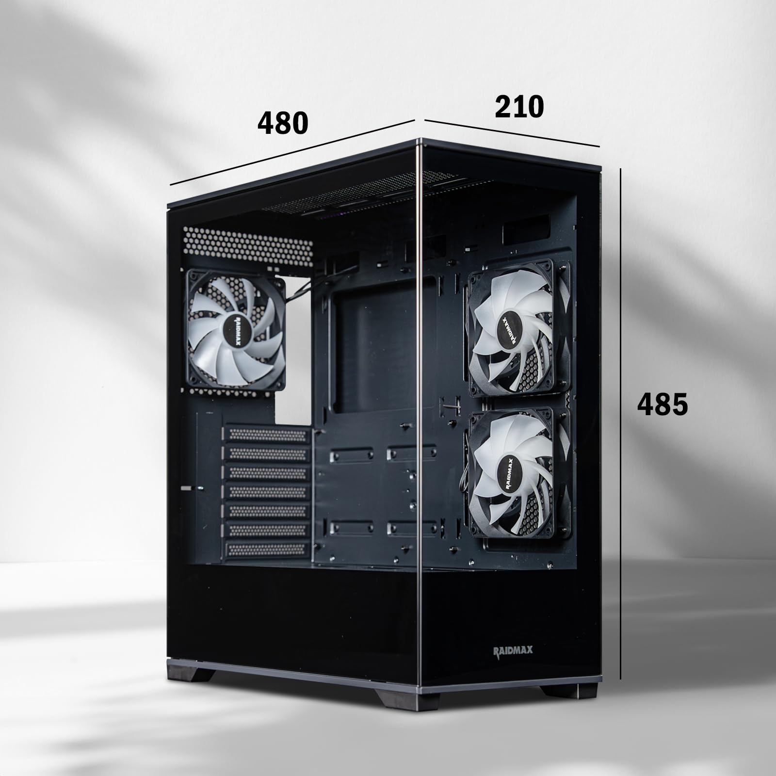 Raidmax Infinita Series Tempered Glass Aqua View Case   Corner Structure Free Panoramic Design, Argb Fans Included, And Support
