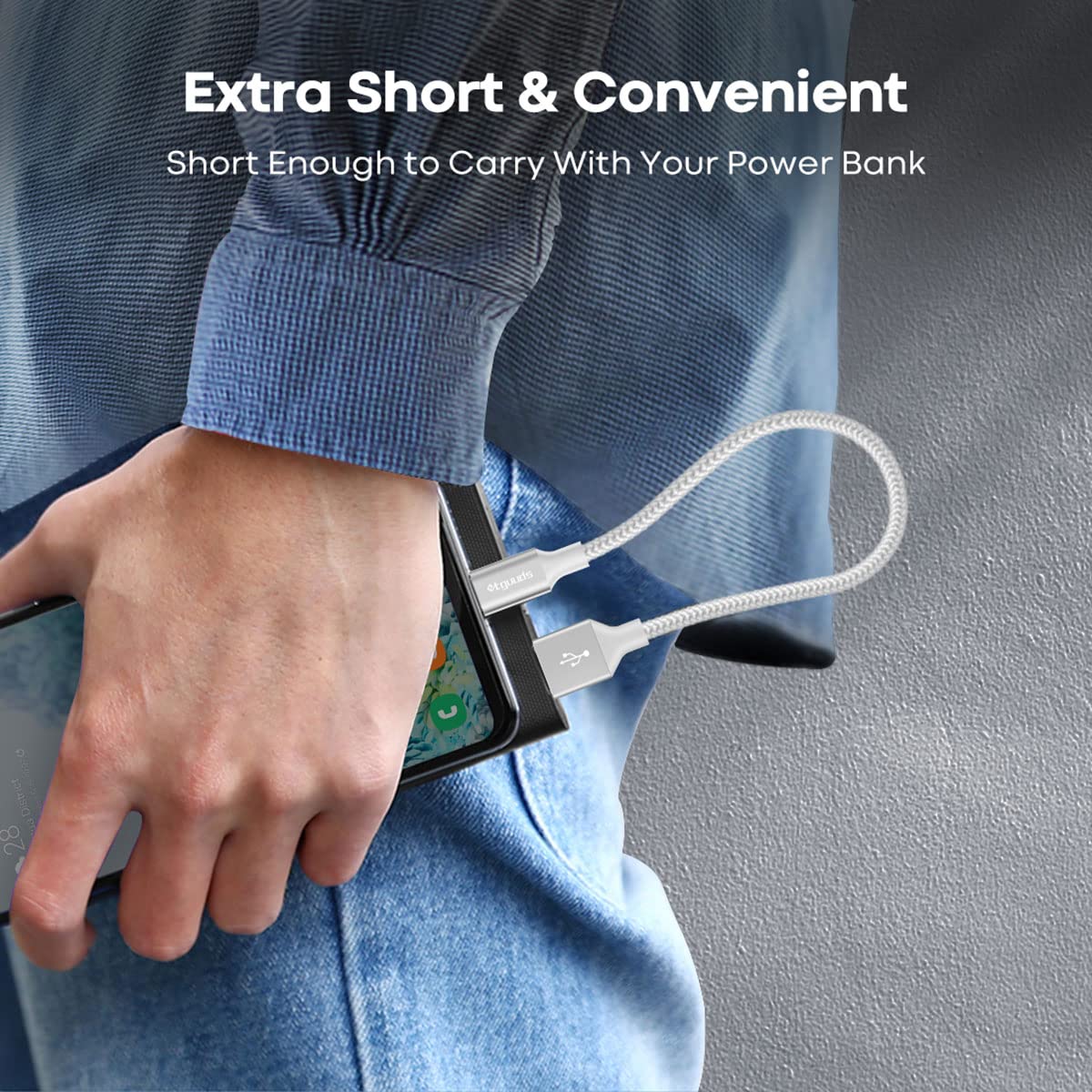 Etguuds Usb To Usb C Cable 1Ft, 2 Pack Usb A To Type C Charger Cord Fast Charging For Samsung Galaxy A15 A25 A35 A55 A54, S24 S23 S22 S21 S20 S10 S10E, Note 20 10, Moto G, For Iphone 16 15, White