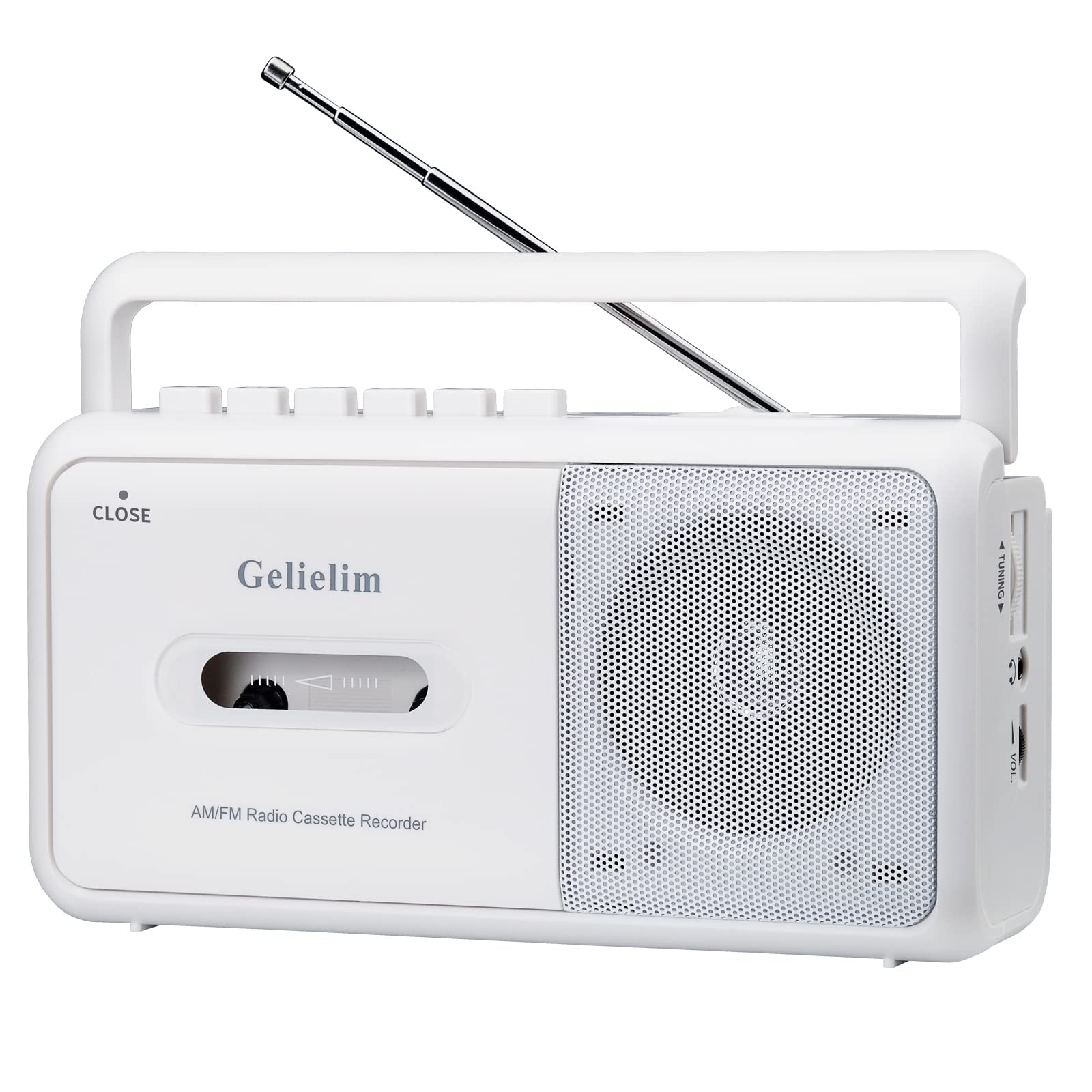 Gelielim Cassette Player Boombox, Portable Am/Fm Radio Stereo, Cassette Tape Player Recorder With Big Speaker And Earphone Jack,