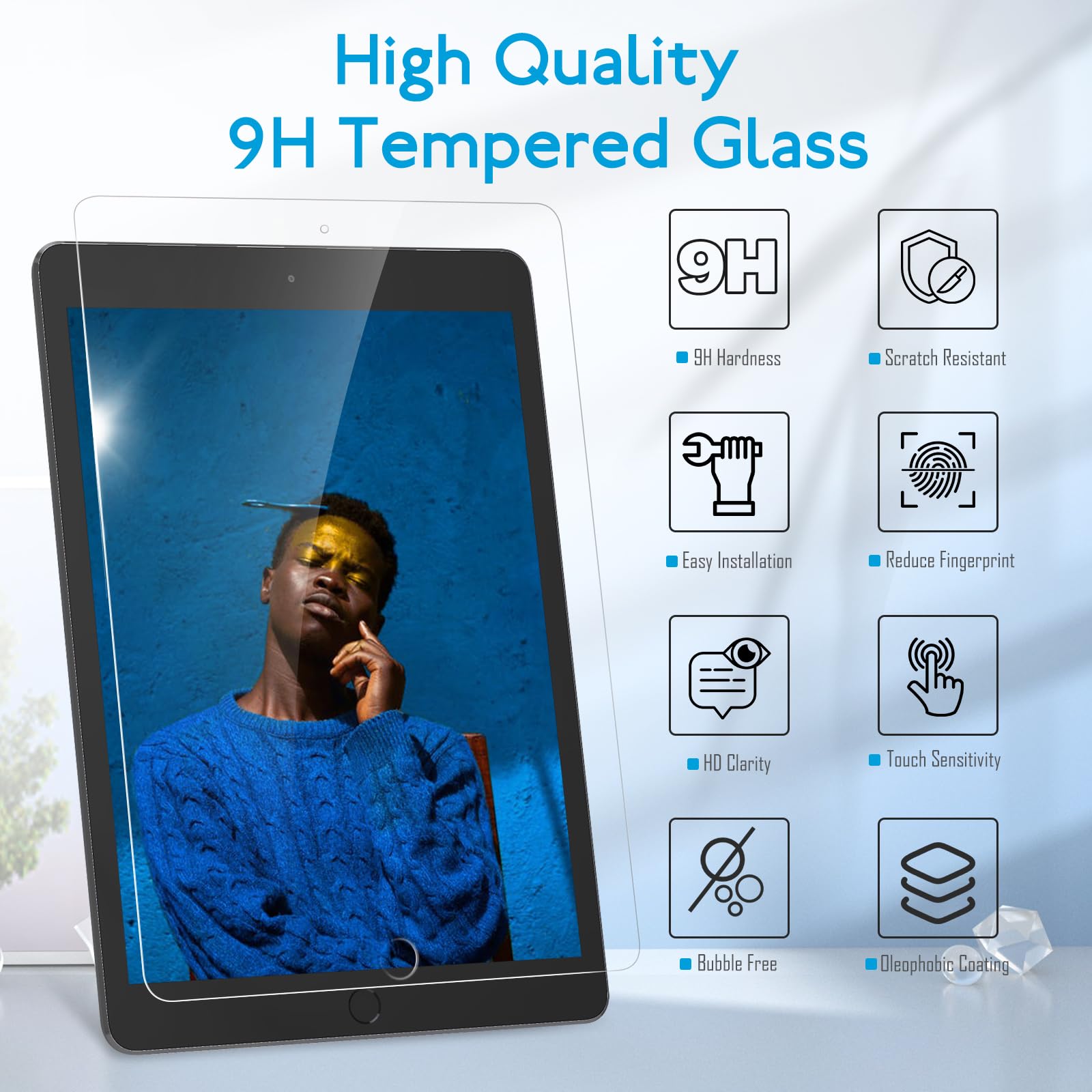 Mobdik Tempered Glass Screen Protector Compatible With Ipad 9Th/8Th/7Th Generation 10.2 Inch (2021&2020&2019) [Ultra Clear] [Ant