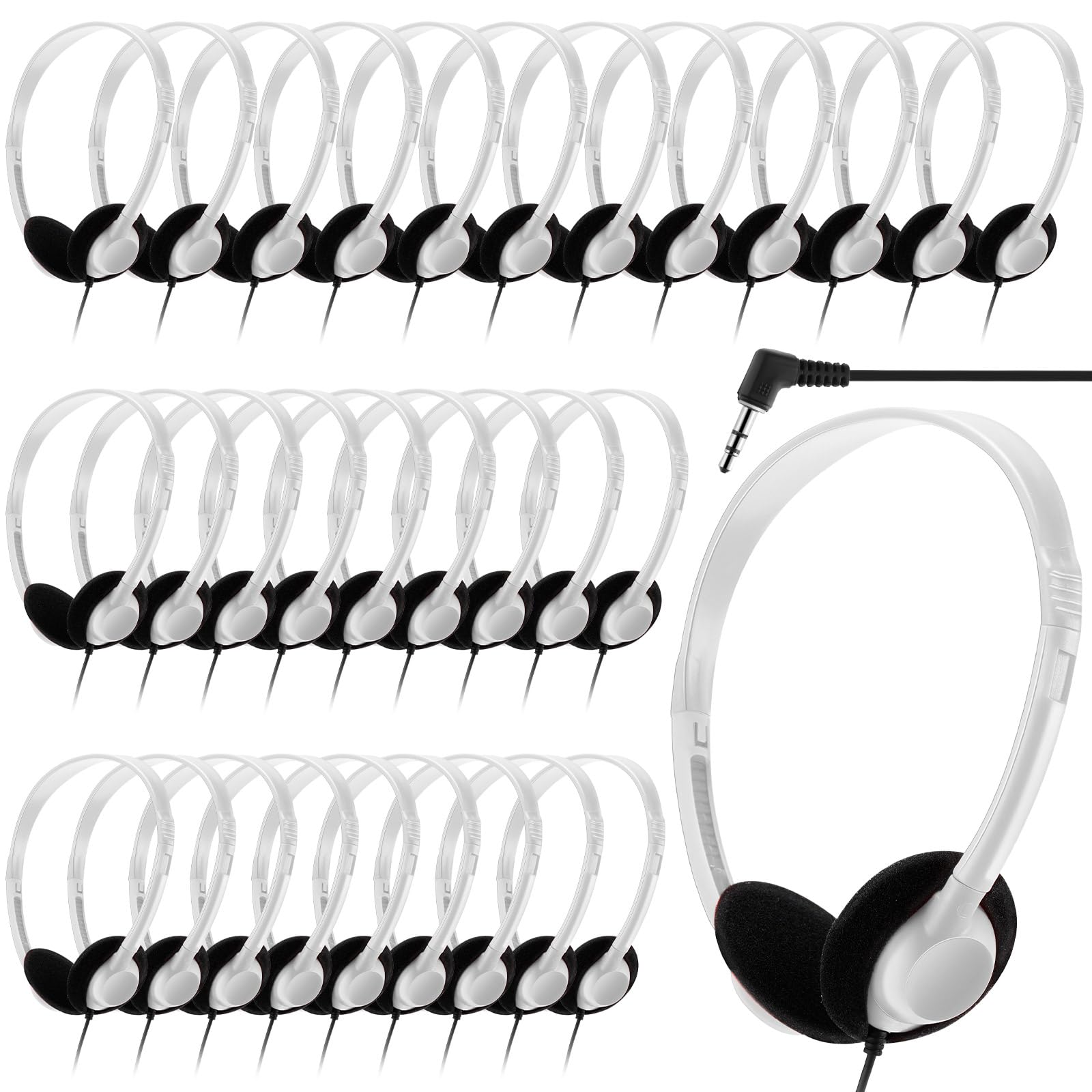 Yunsailing 30 Pack Class Set Headphones for Students Bulk School Headsets Earphones with 3.5mm Jack Classroom Must Haves Teacher