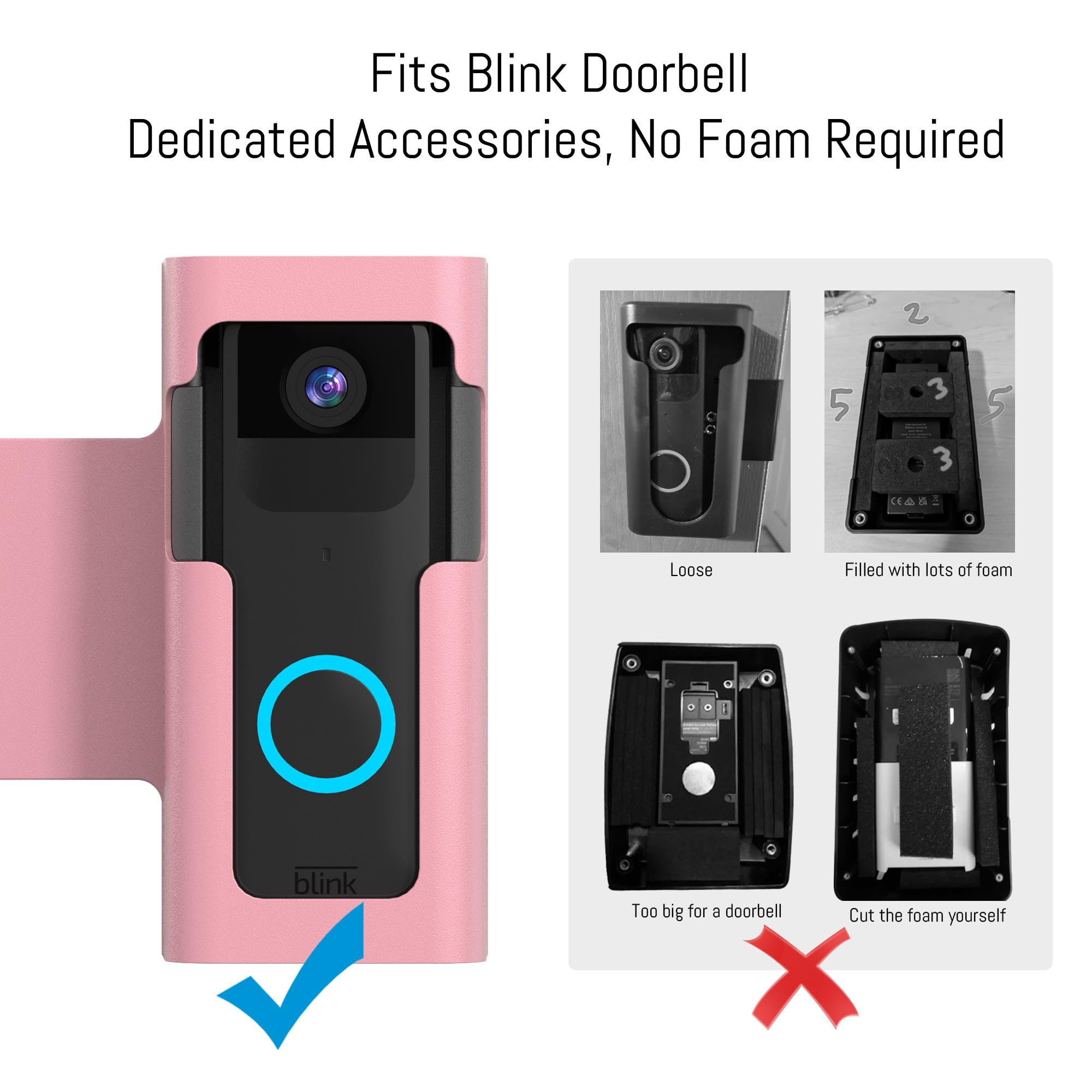 Ring Doorbell Mount Door Holder   Pink All Metal Anti Theft Doorbell Mount For Ring & Blink   No Drill Ring Camera Holder For Ap