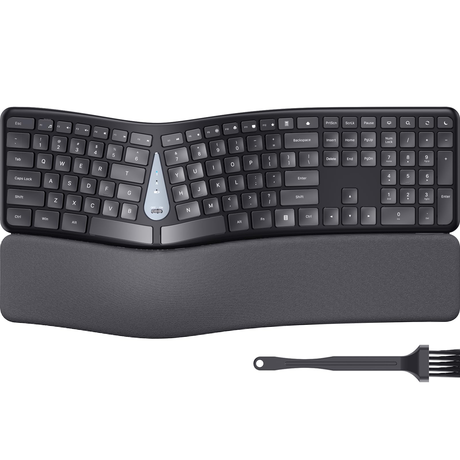 Lizrrot Wireless Ergonomic Keyboard, Split Keyboard With Wrist Rest And Cleaning Brush, 2.4G Computer Keyboard, Comfortable And 