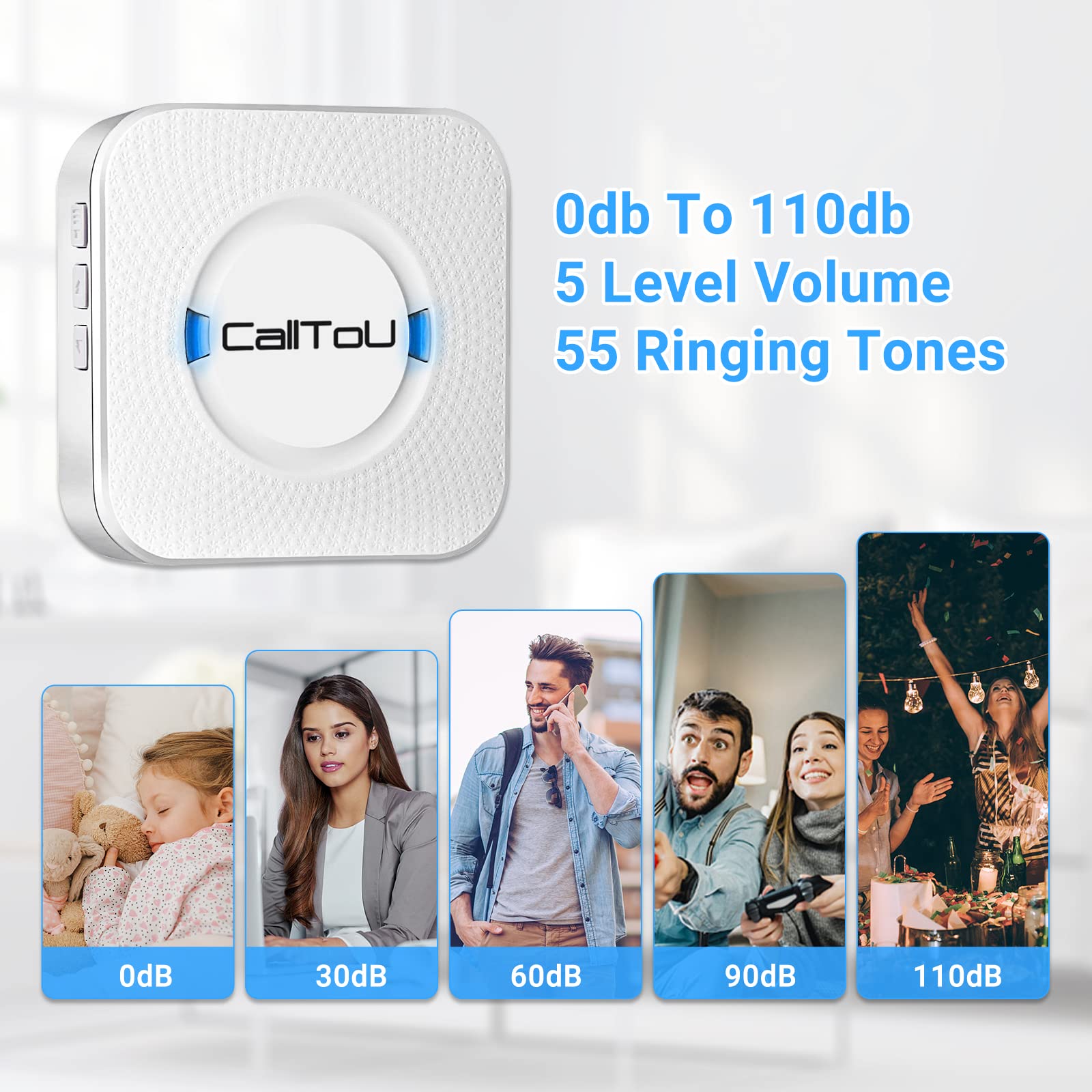 Calltou Wireless Caregiver Pager Smart Monitoring System Alert Buttons Hand Call Bell For Elderly Seniors Patients Nurse Disable