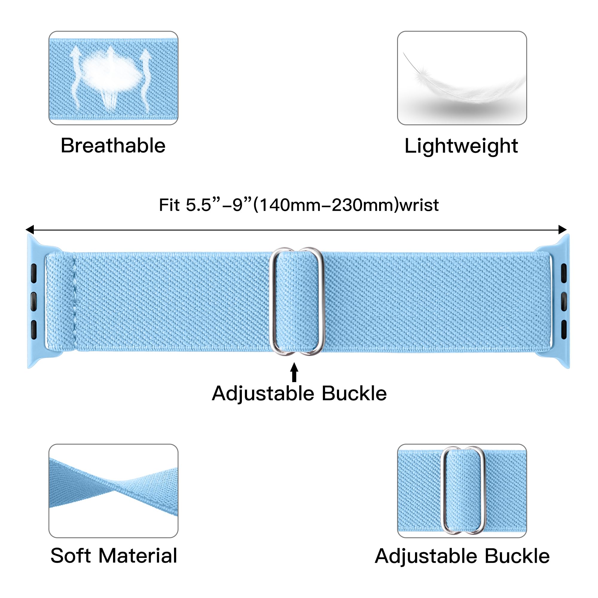 Miterv Stretchy Nylon Loop Bands Compatible With Apple Watch 38Mm 40Mm 41Mm 42Mm 44Mm 49Mm 46Mm Adjustable Soft Elastics Strap C