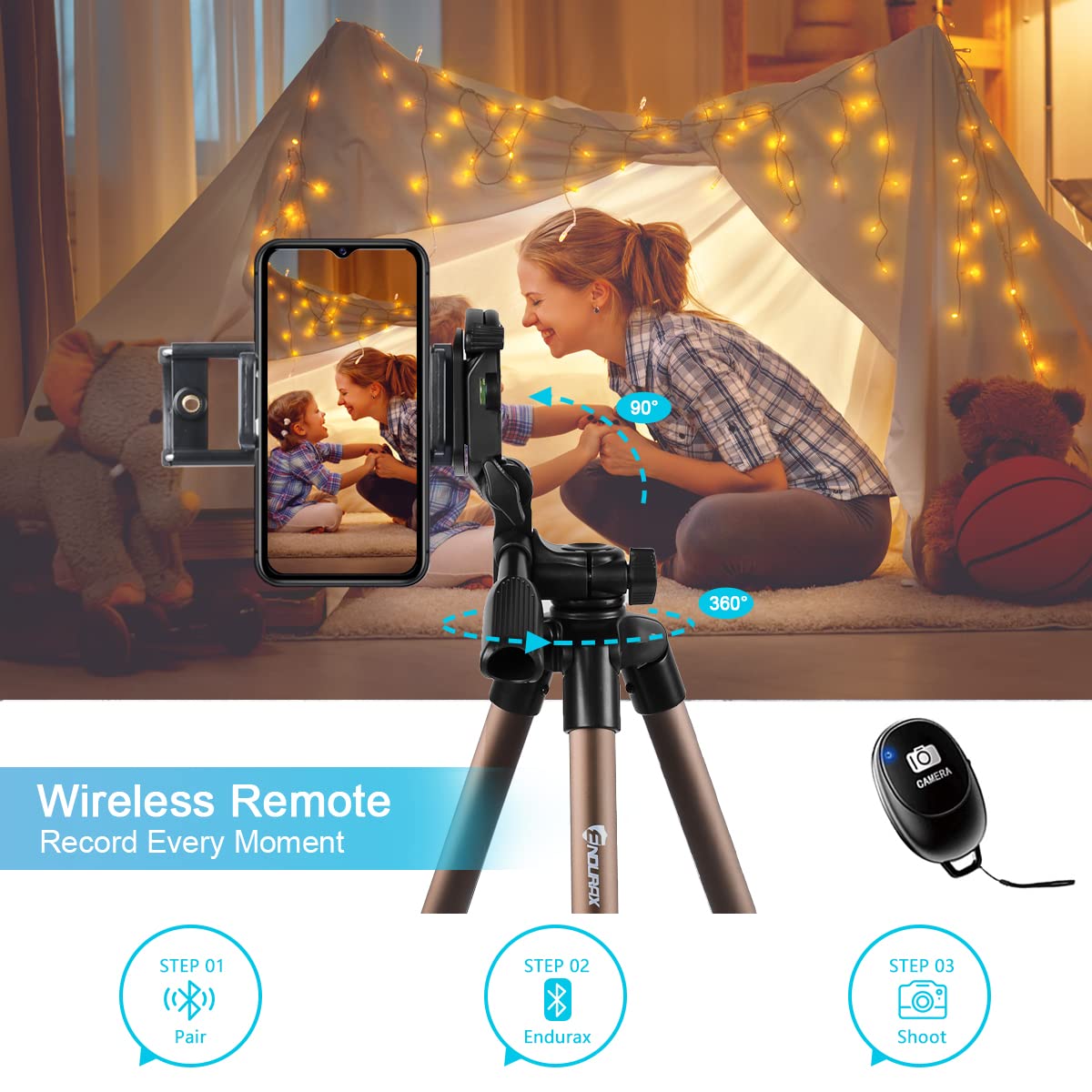 Endurax 60'' Tripod For Camera Canon Nikon Dslr, Camera Phone Tripod With Universal Holder, Carry Bag, Max. Load 6.6 Lbs