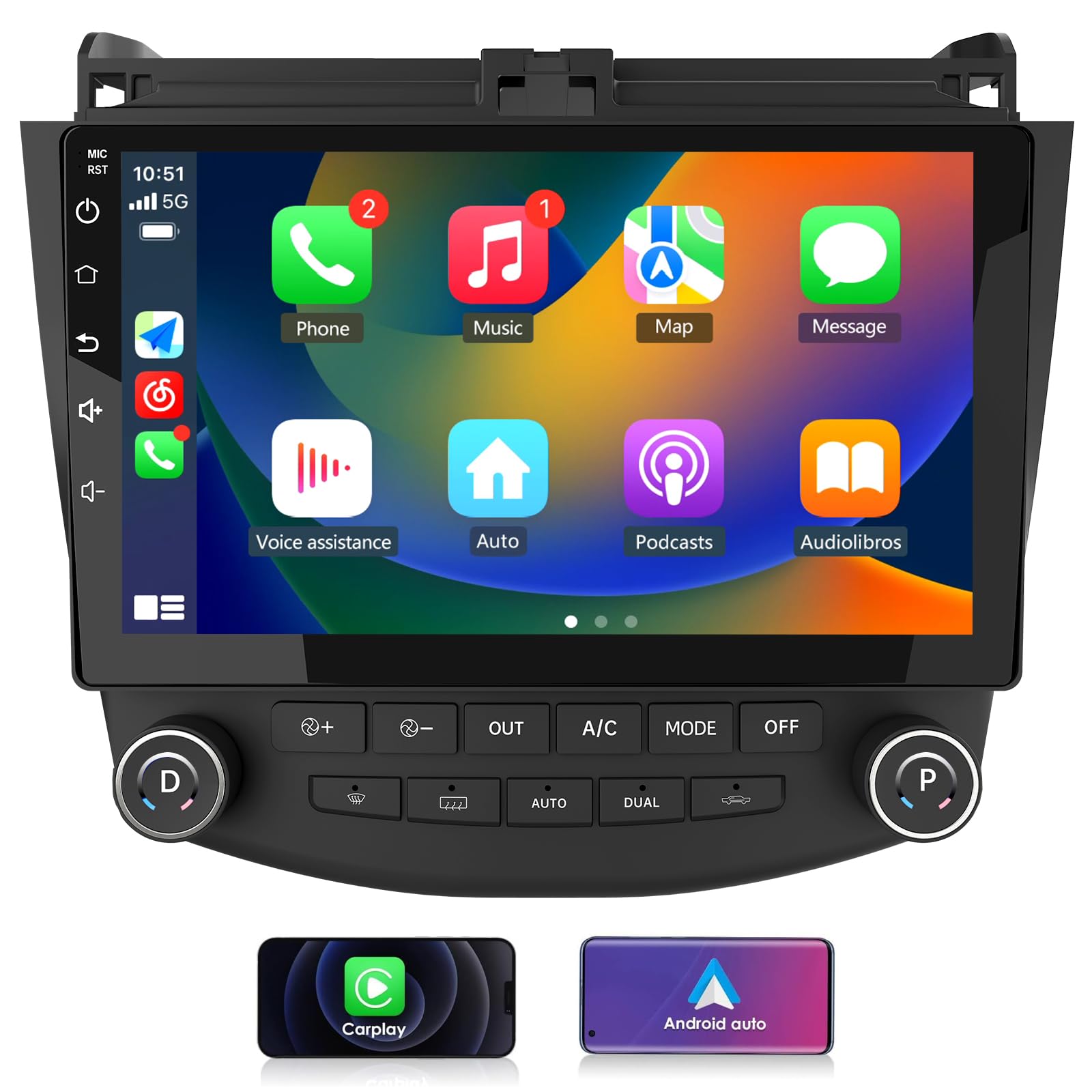 Android 13 [2Gb+32Gb] Car Radio Compatible For Honda Accord 2003 2007, 10 Inch Touch Screen With Gps/Fm/Wifi/Usb/Swc,Support Wir