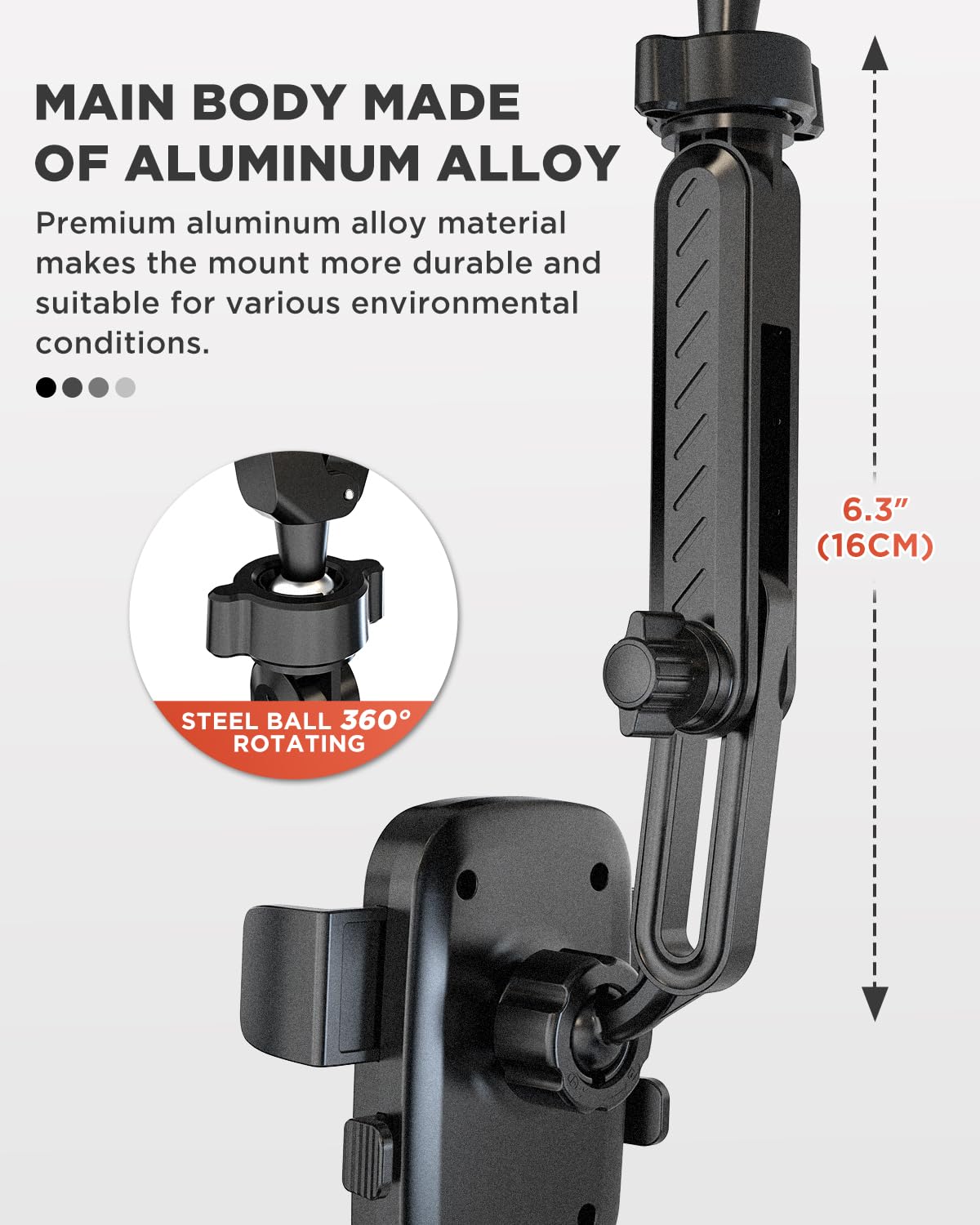 Ipow Rearview Mirror Phone Holder For Car 360Rotatable And Retractable, Auto Clamp Car Phone Mount With Multi-Angle Adjustment C