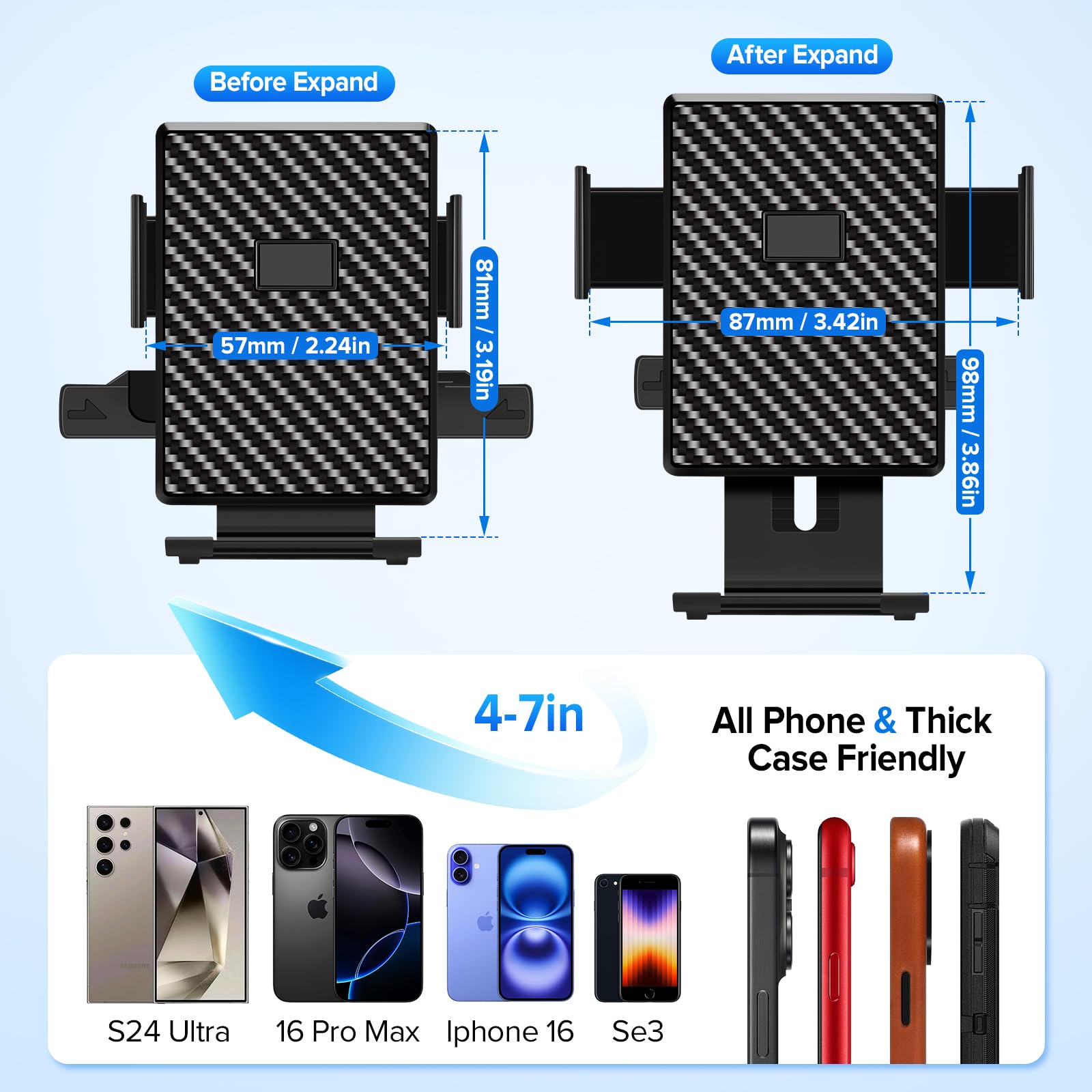 Tsakbam Phone Holders For Your Car, Car Phone Holder Mount, Universal Adjustable Dashboard Cell Phone Holder For All Iphone Andr