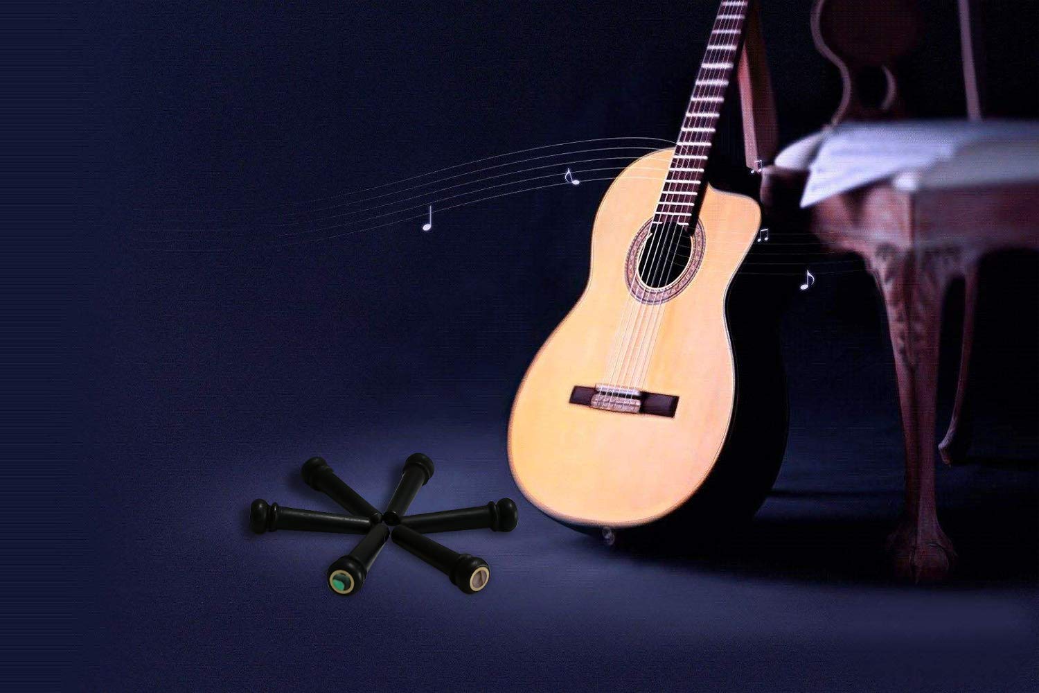 Ebony Guitar Bridge Pins Endpin Inlaid Abalone Dot Acoustic Guitar Replacement Parts Accessories