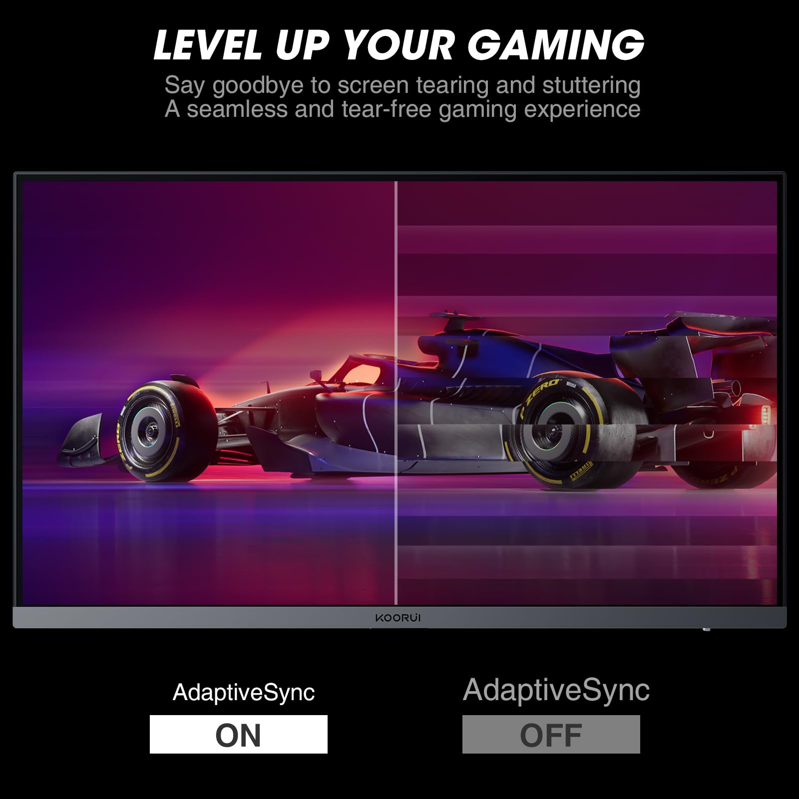 Koorui Monitor, 27'' Gaming Monitor, 165Hz, Ips, Fhd 1920 X 1080 1Ms Computer Monitor With Adaptive Sync, 75X75 Mm Vesa Mountabl