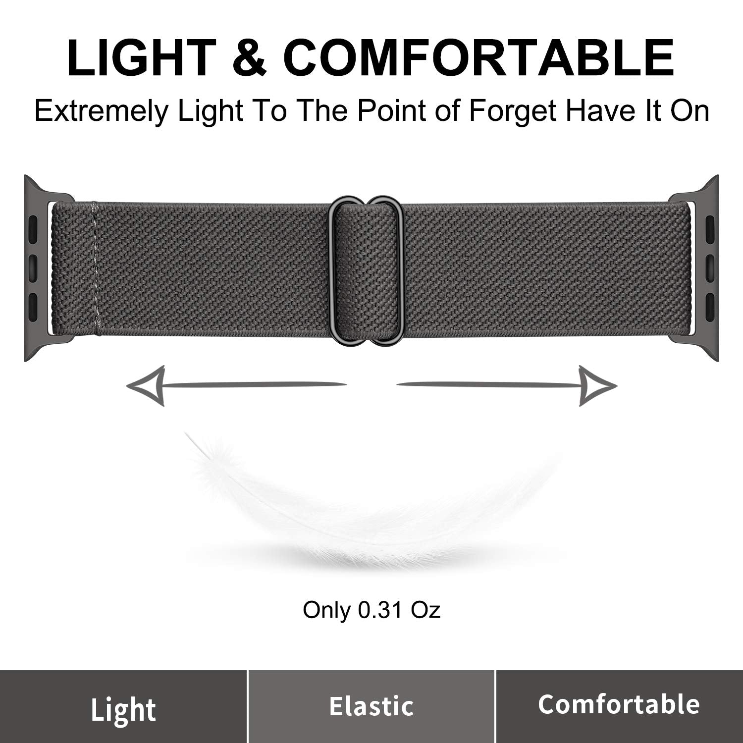 Oxwallen Stretch Solo Loop Band Compatible With Apple Watch 9/8/7/6/5/4/3 Se 2/1 41Mm 40Mm 38Mm, Adjustable Stretchy Elastic Nyl