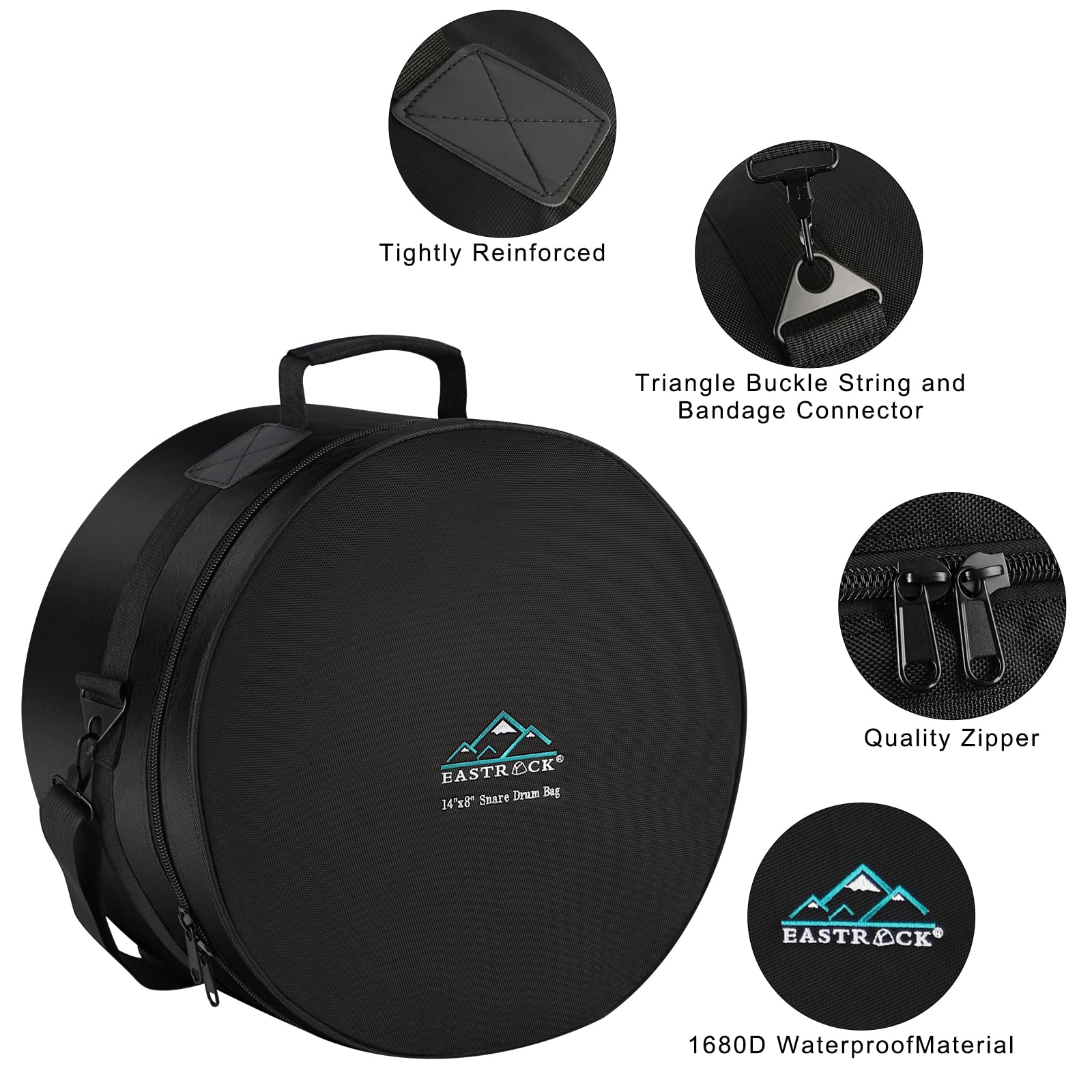 Eastrock 14'' X8'' Snare Drum Bag, Snare Drum Cases 15 Mm Thick Padding For Your Drum Protection (14 * 8'' Snare)