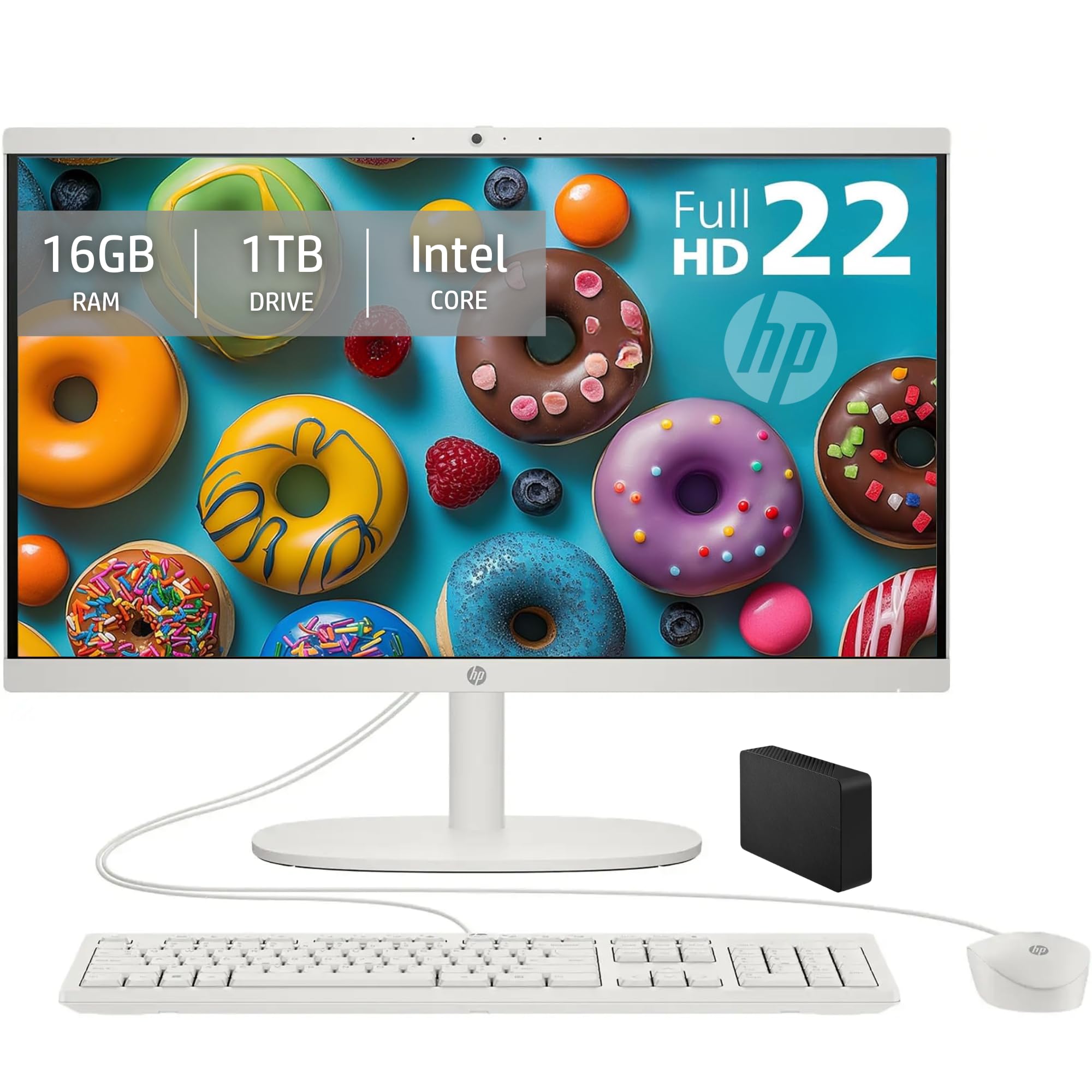 Hp - 21.5'' Full Hd All-In-One - 16Gb Memory - 1Tb Drive (512Gb Ssd And 512Gb External) - Intel Celeron - Type-C - Windows 11 - 