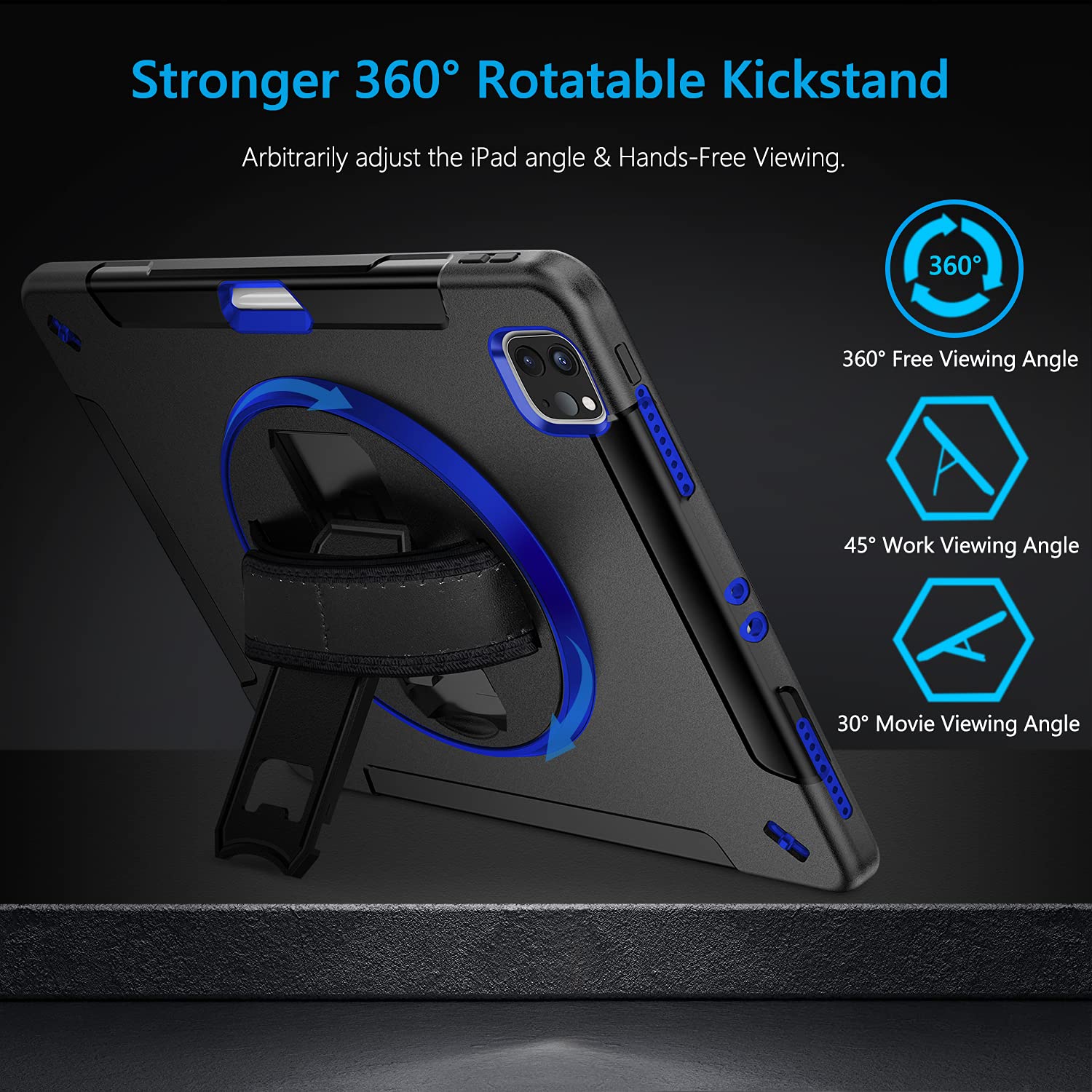 Miesherk Military Grade Heavy Duty Shockproof Case For Ipad Pro 12.9 Inch 6Th/5Th/4Th Generation With Pencil Holder, Rotating St