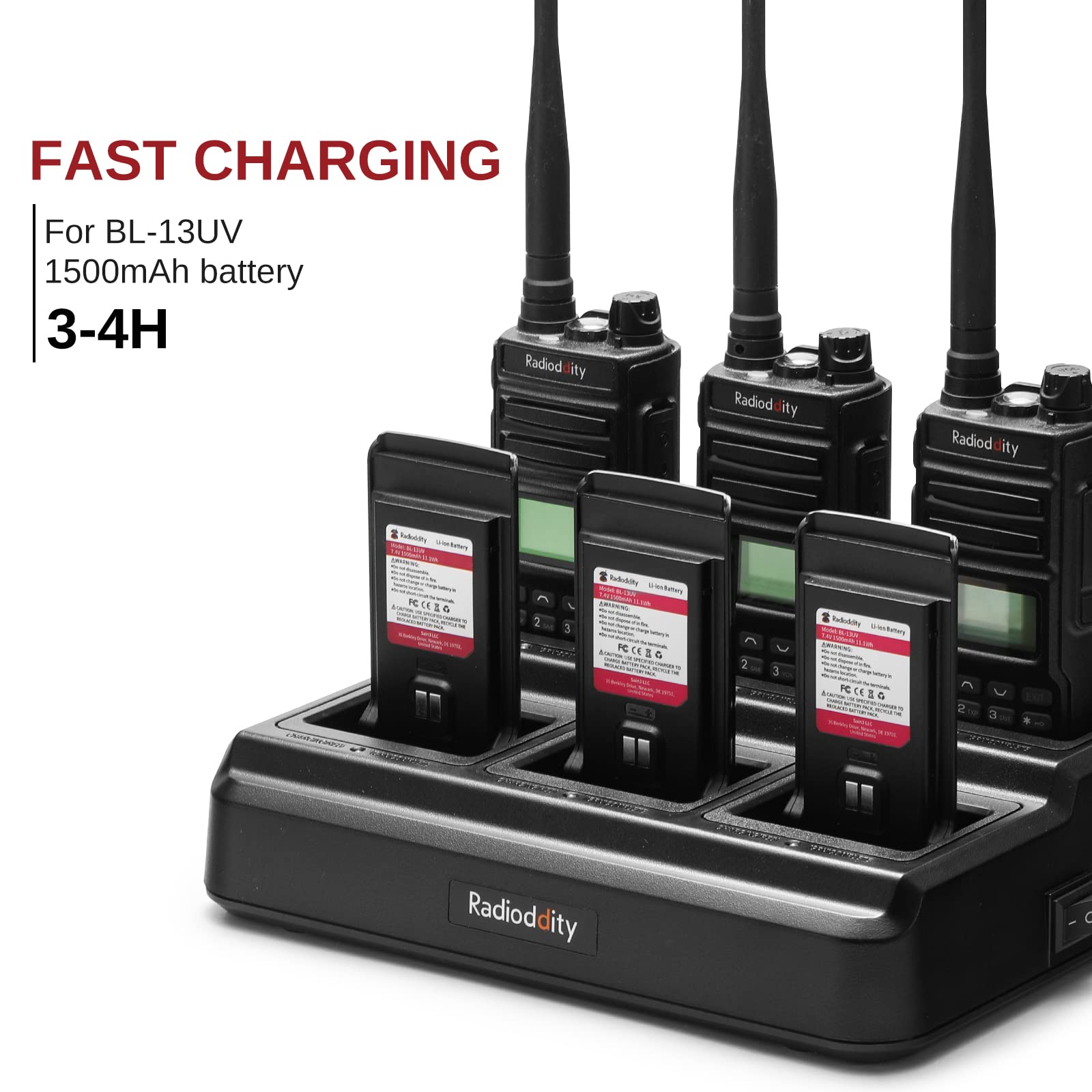 Radioddity Gm 30 Gmrs Handheld Radio Six Way Charger Multi Unit Charger Station, Compatible For Bl 13Uv Battery, Use For Td H5 P