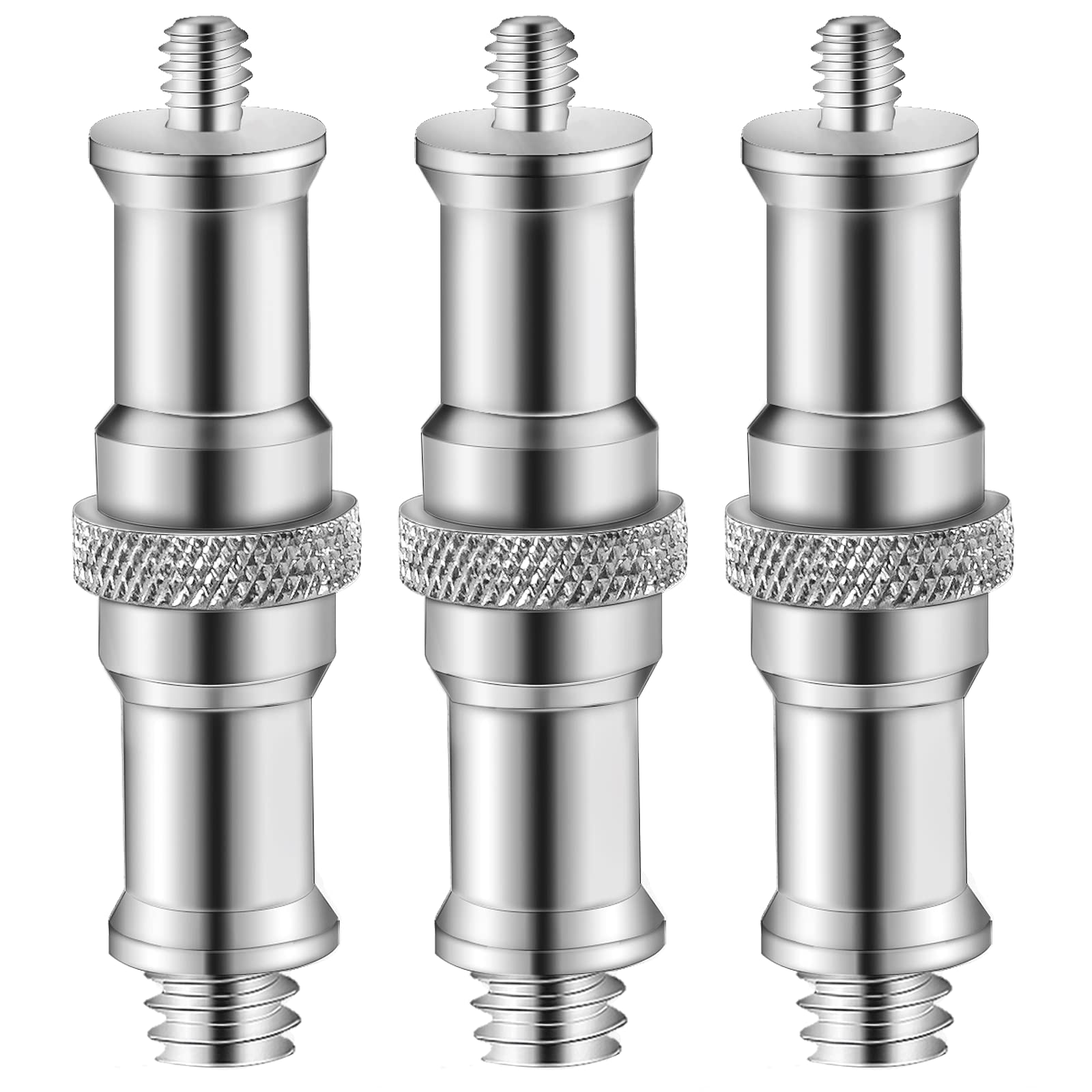 3 Pieces Standard 1/4 To 3/8 Inch Metal Male Convertor Threaded Screw Adapter Spigot Stud For Studio Light Stand, Hotshoe/Coldshoe Adapter, Ball Head, Wireless Flash Receiver, Trigger
