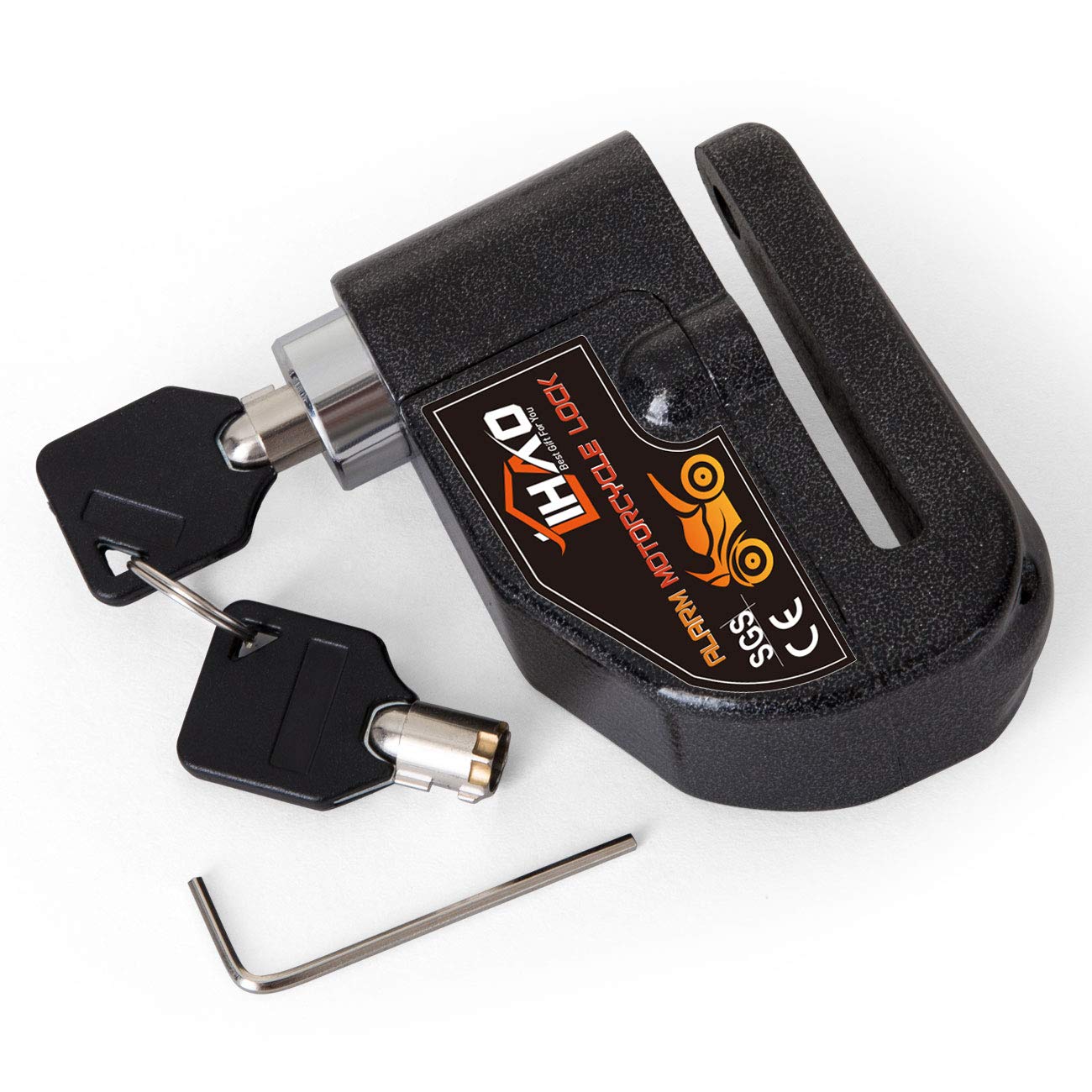 LIHAO Motorcycle Disc Lock - Waterproof Anti-Theft Brake Alarm Lock for Bikes & Scooters, Black