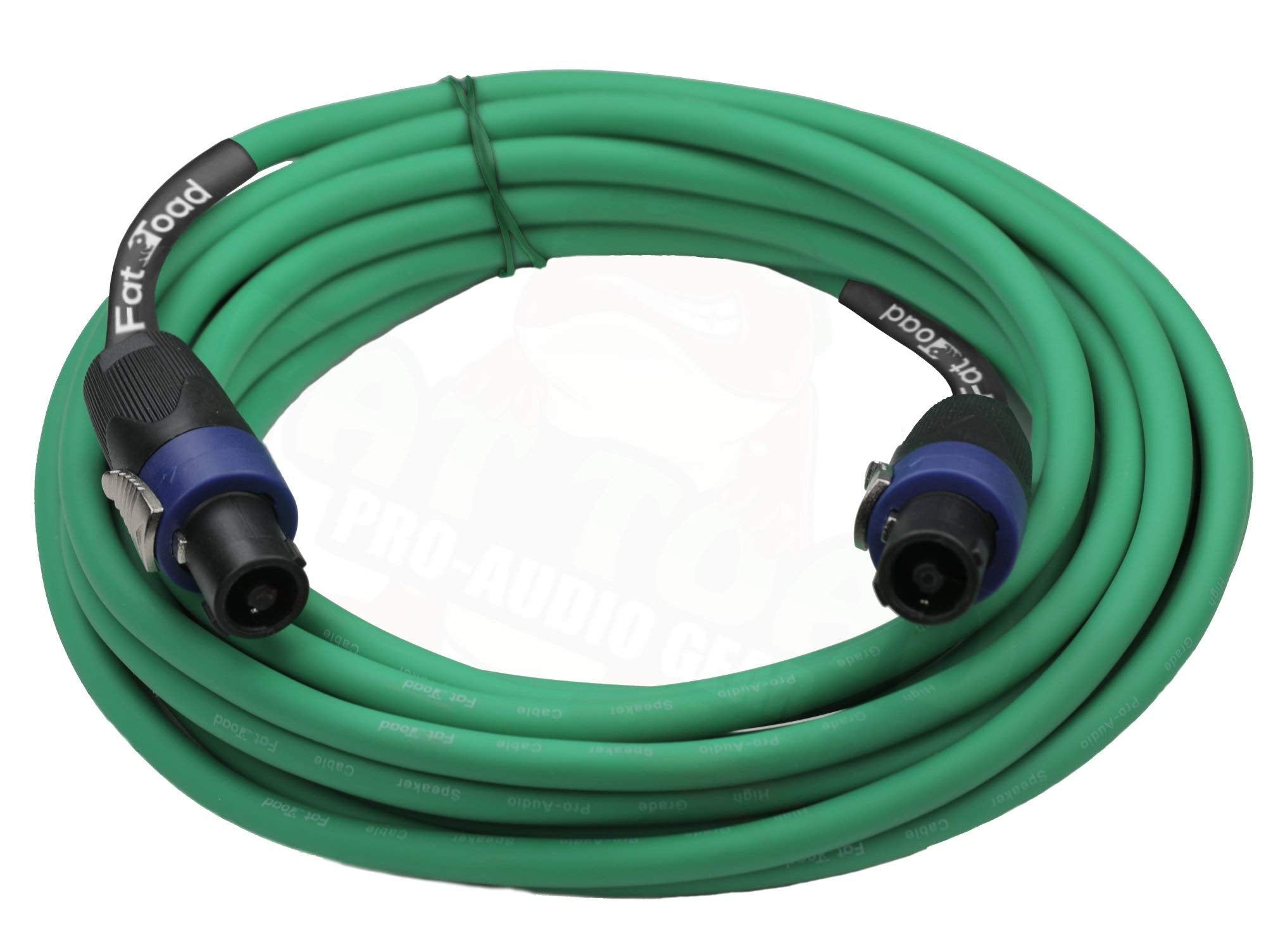 Fat Toad Speakon To Speakon Cables (2 Pack) 25Ft Professional Dj Pro Audio Green Speaker Pa Cord With Twist Lock Connector | 12