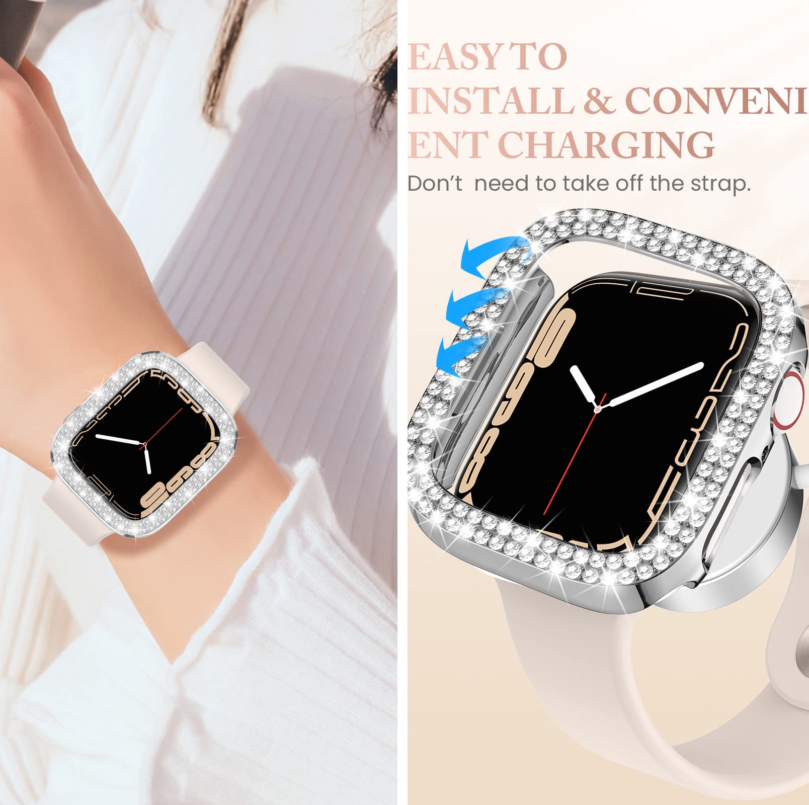 Goton 4 Pack Bling Bumper For Apple Watch Series 3 2 1 38Mm Case, Women Glitter Diamond Rhinestone Protector Cover For Iwatch Ac