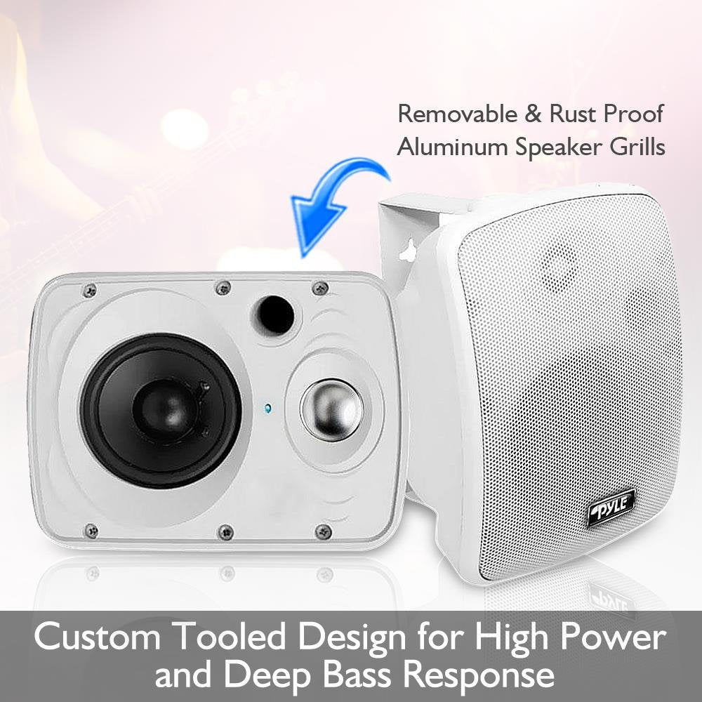 Pyle Outdoor Bluetooth Wireless Speaker System 2 Way Active/Passive Pair   6.5In, 800Watt Peak Power,Weatherproof,Wall/Ceiling M