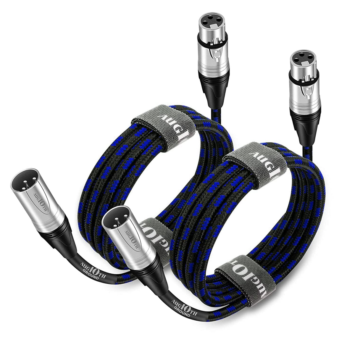 Augioth Xlr To Xlr Pro Mic Cable 20 Ft 2 Pack Male To Female Xlr Cable 3 Pin Blue Balanced Shielded Microphone Cable For Amplifi