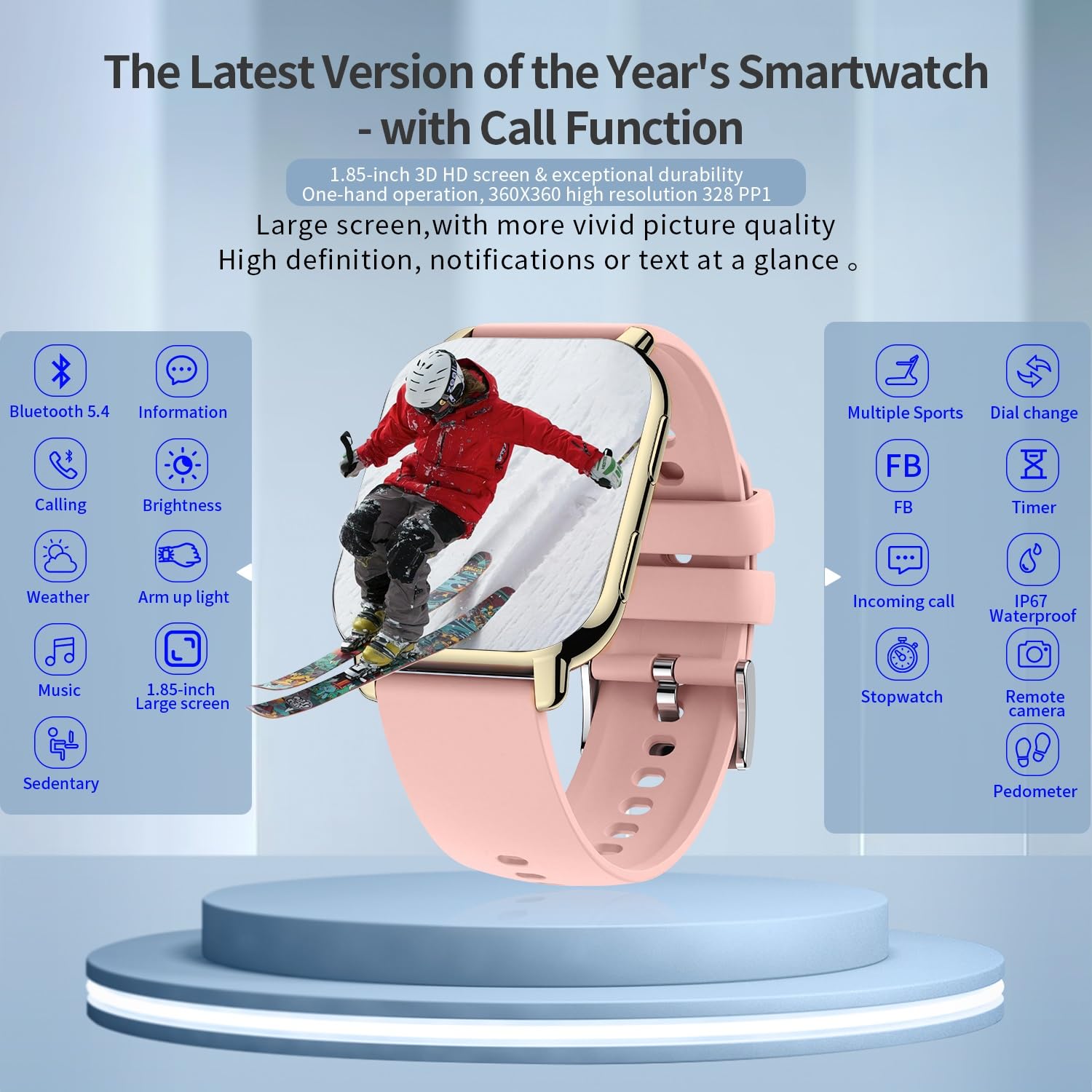 Zyvicxfj Smart Watch 1.8 Inch Large Screen For Men Women Bluetooth 5.4 Pedometer Watch Sport Watch Multi-Sport Modes Talk/Messag