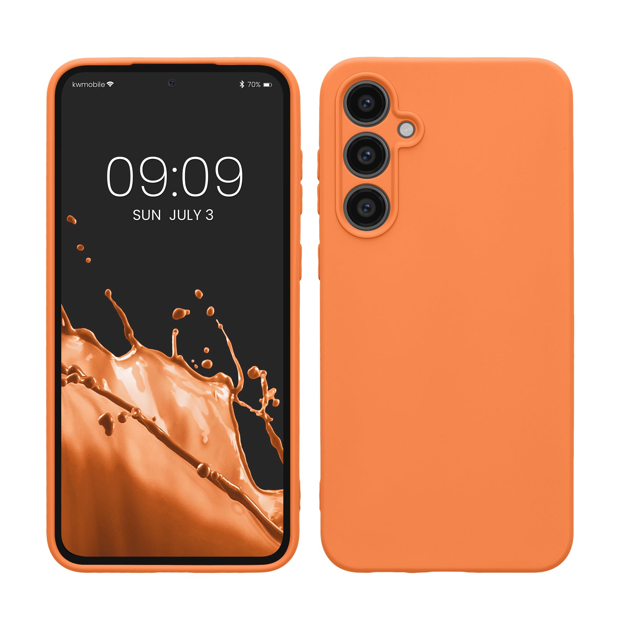 kwmobile Case Compatible with Samsung Galaxy S23 FE Case - Soft Slim Protective TPU Silicone Cover - Fruity Orange