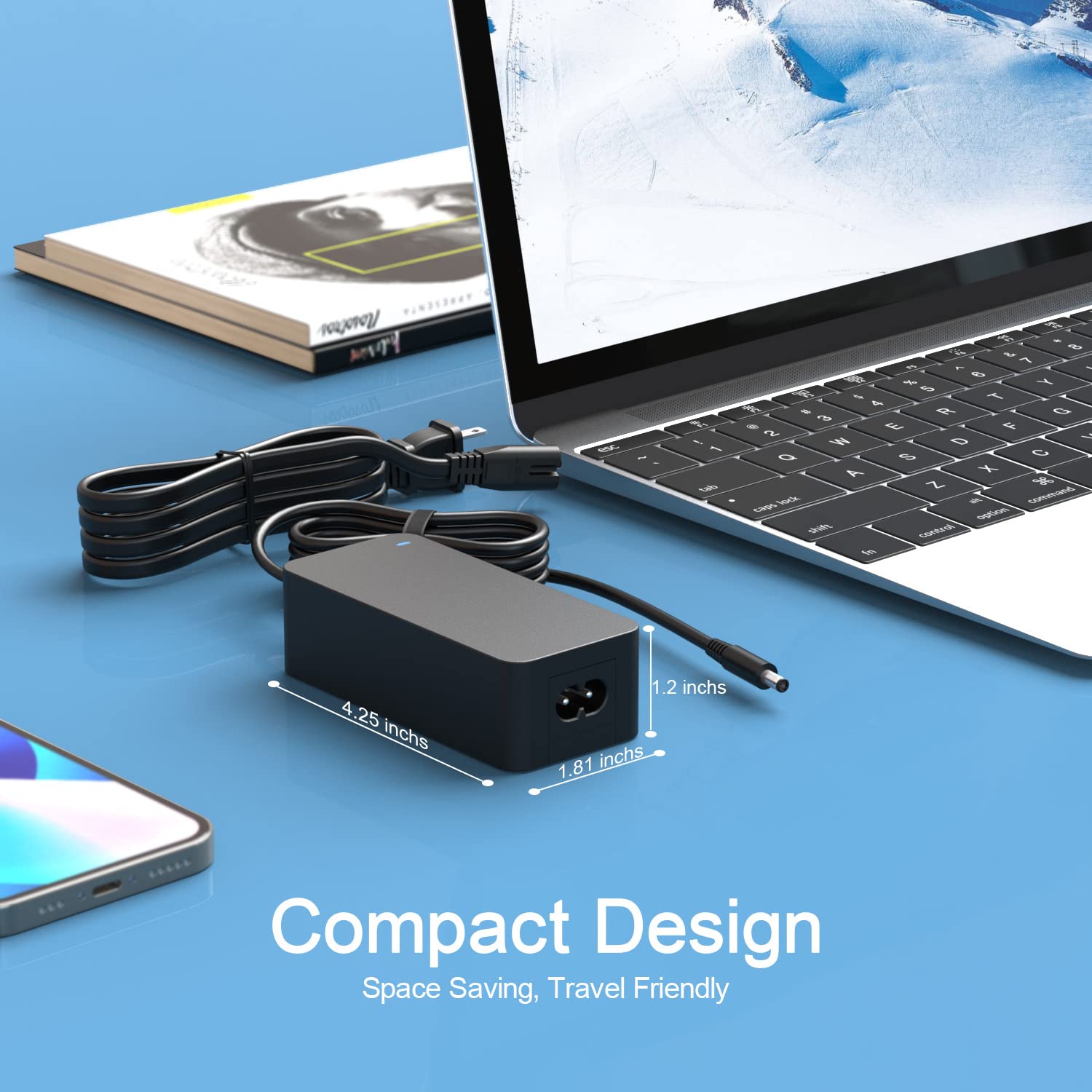 65W 45W Laptop Charger Fit For Dell Latitude 3520 3420 3320 Laptop, (Safety Certified By Ul) Round Connector, 10Ft Power Cable