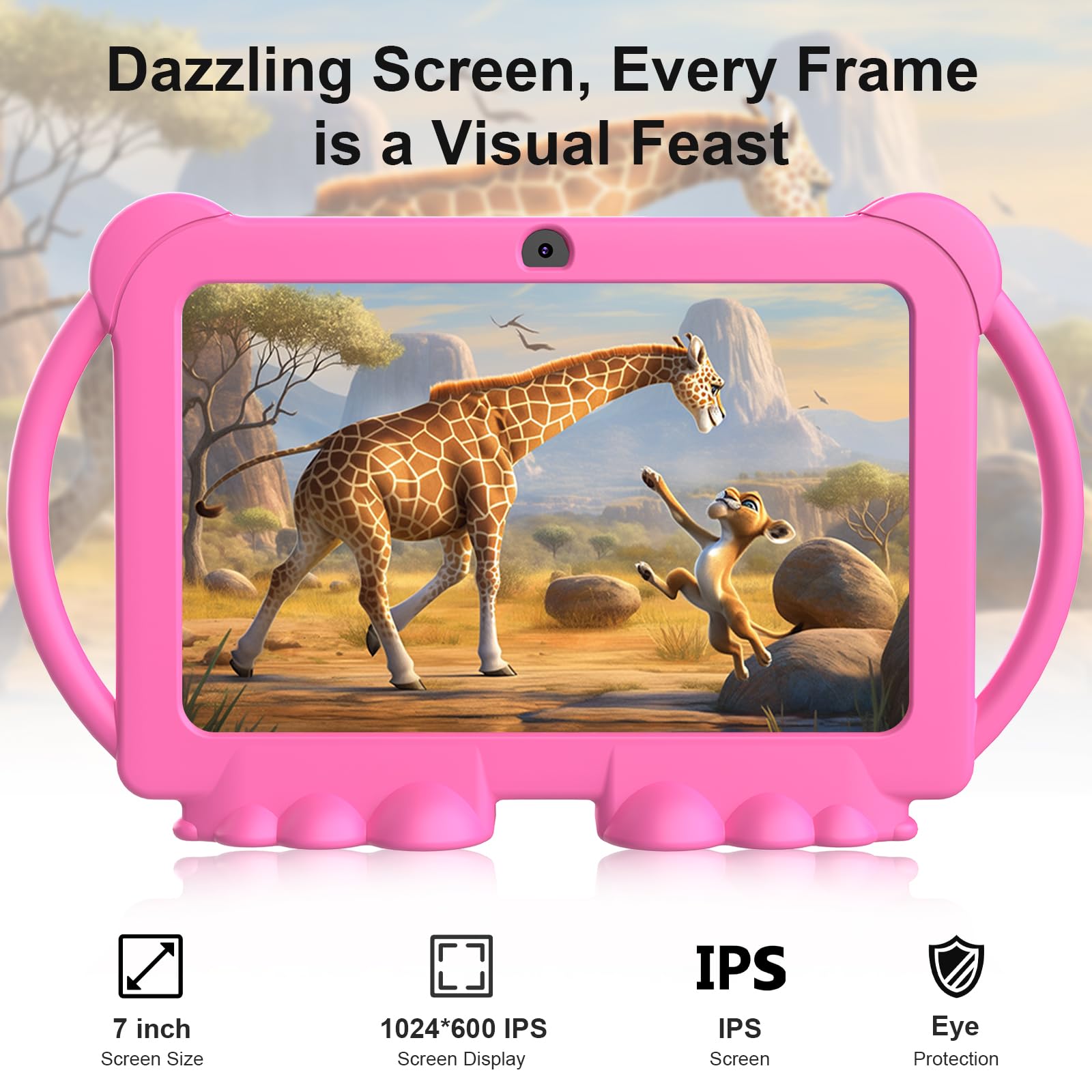 Kids Tablet, 7 Inch Android 12 Tablet For Kids, 4Gb Ram 32Gb Rom 512Gb Expand, Toddler Tablet With Parental Control, Ips Screen,