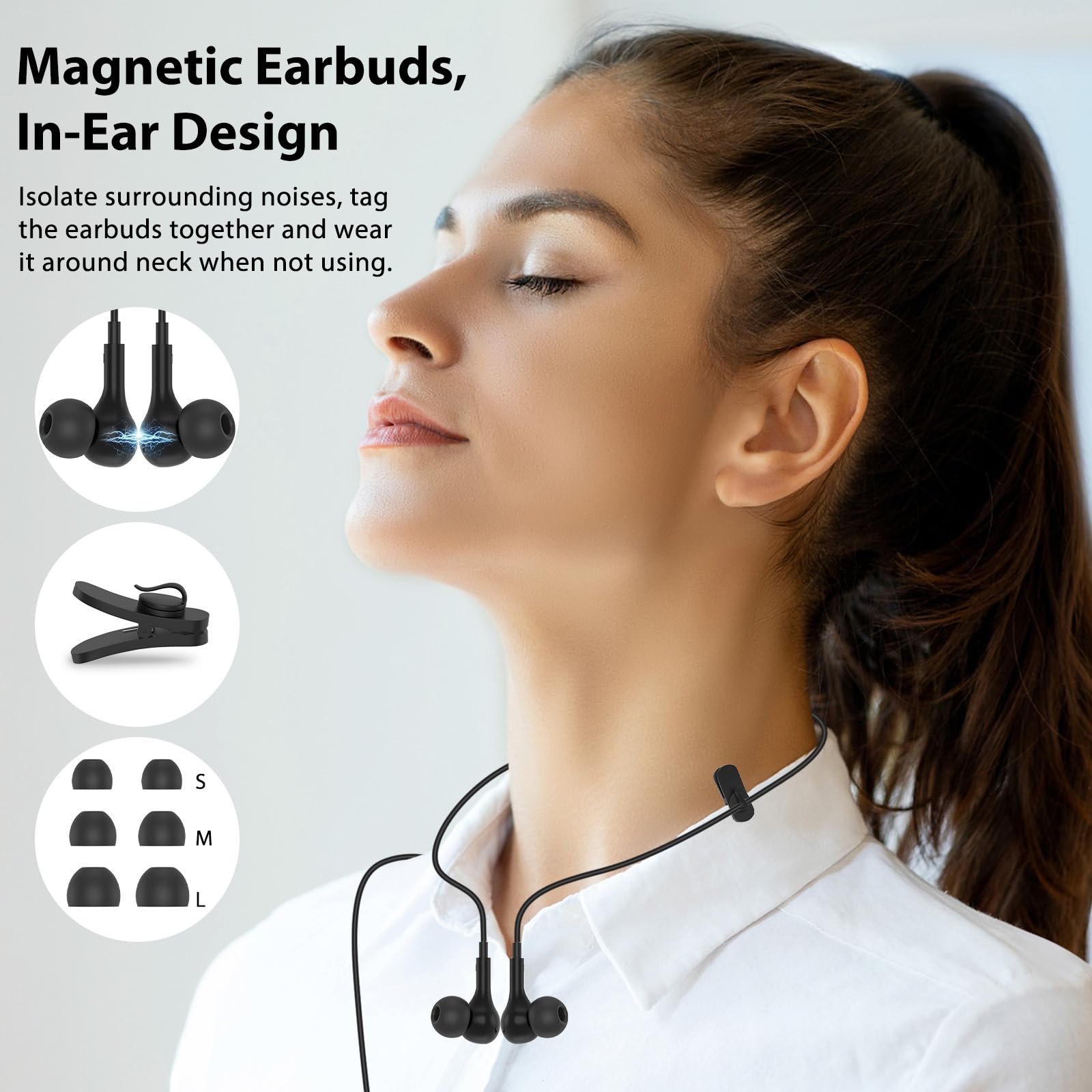 Usb Headphone For Pc Laptop Magnetic 2.3M Wired Earbuds Computer Headset With Microphone Control Mute Mic Noise Canceling In Ear