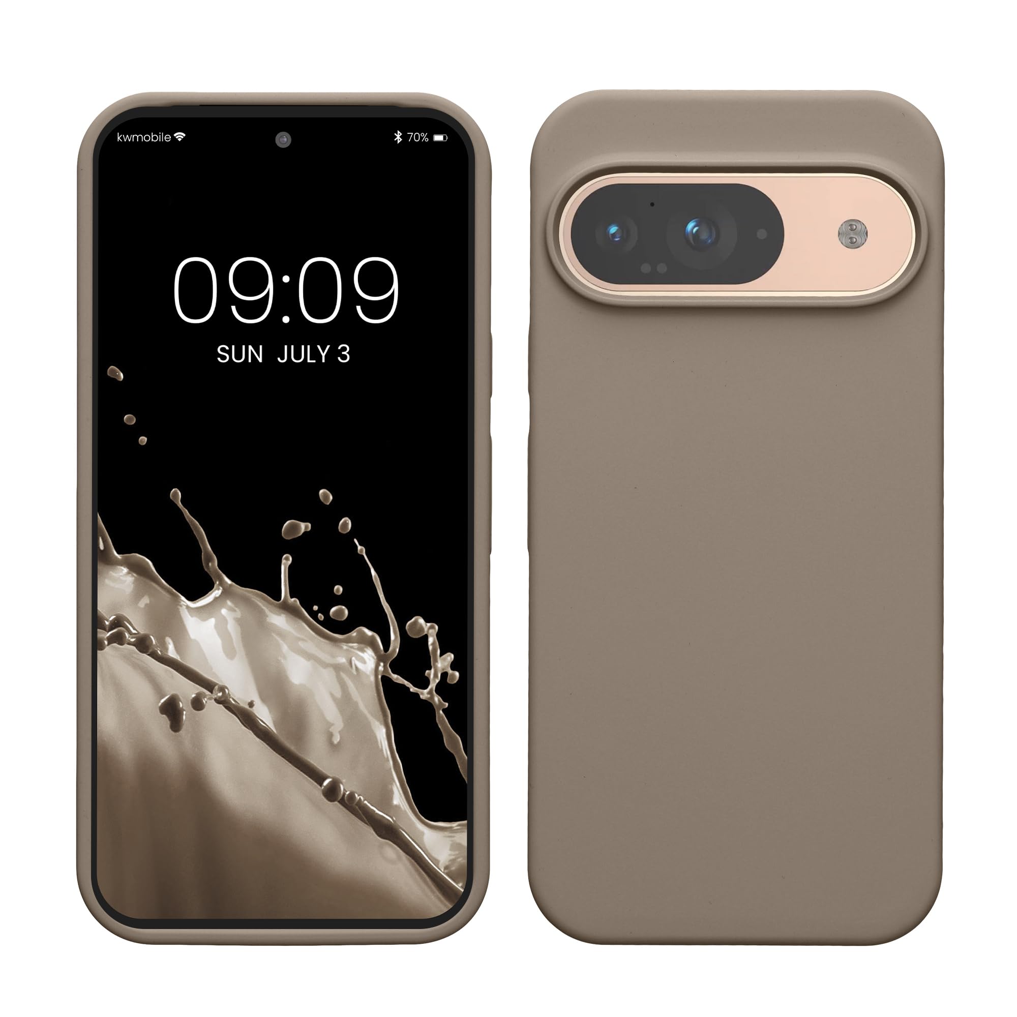 kwmobile Case Compatible with Google Pixel 9 / Pixel 9 Pro Case - TPU Silicone Phone Cover with Soft Finish - Taupe