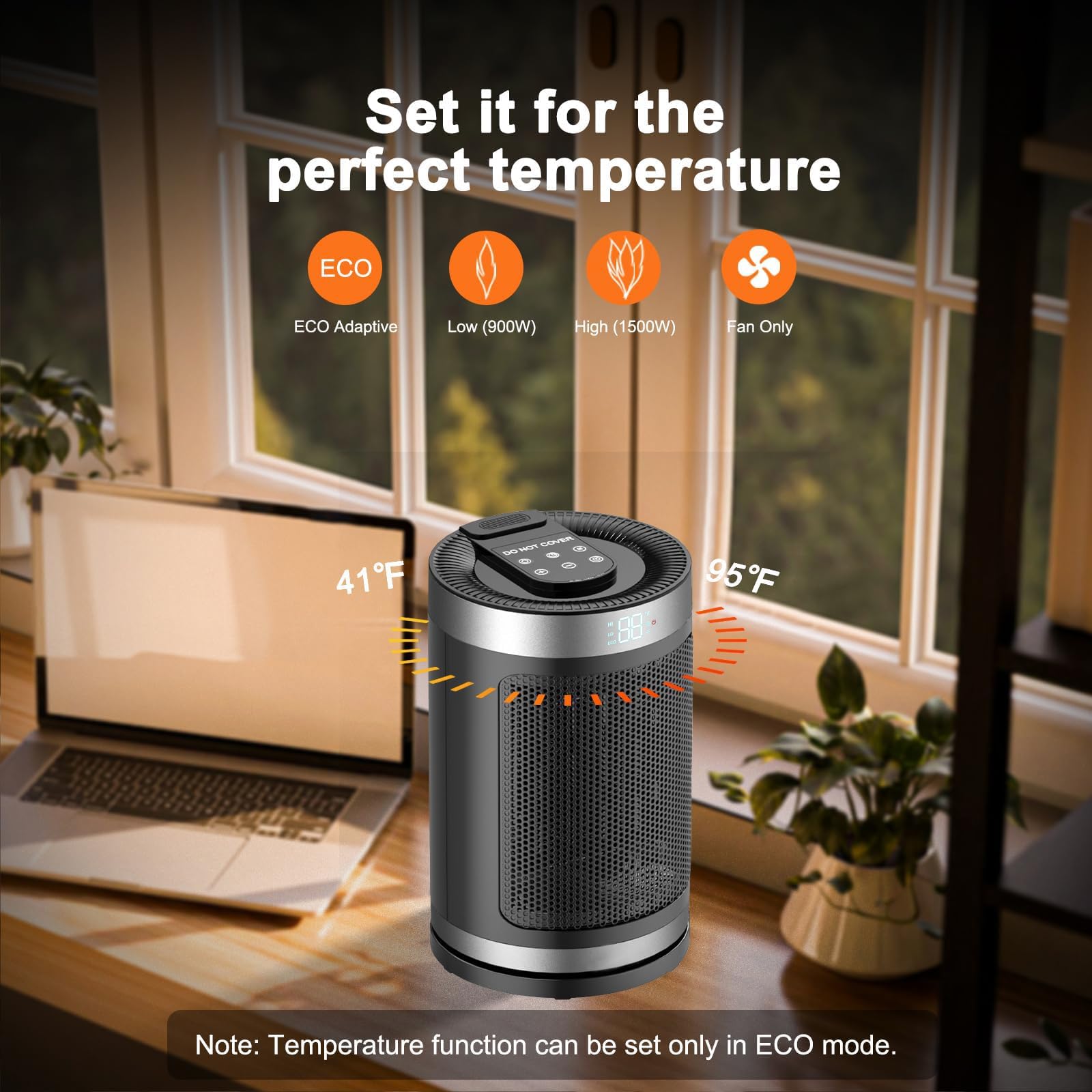 Space Heater, Portable Electric Heater With Remote For Indoor Use, 1 12H Timer, Digital Display, Eco And Fan Mode,1500W Ptc Cera