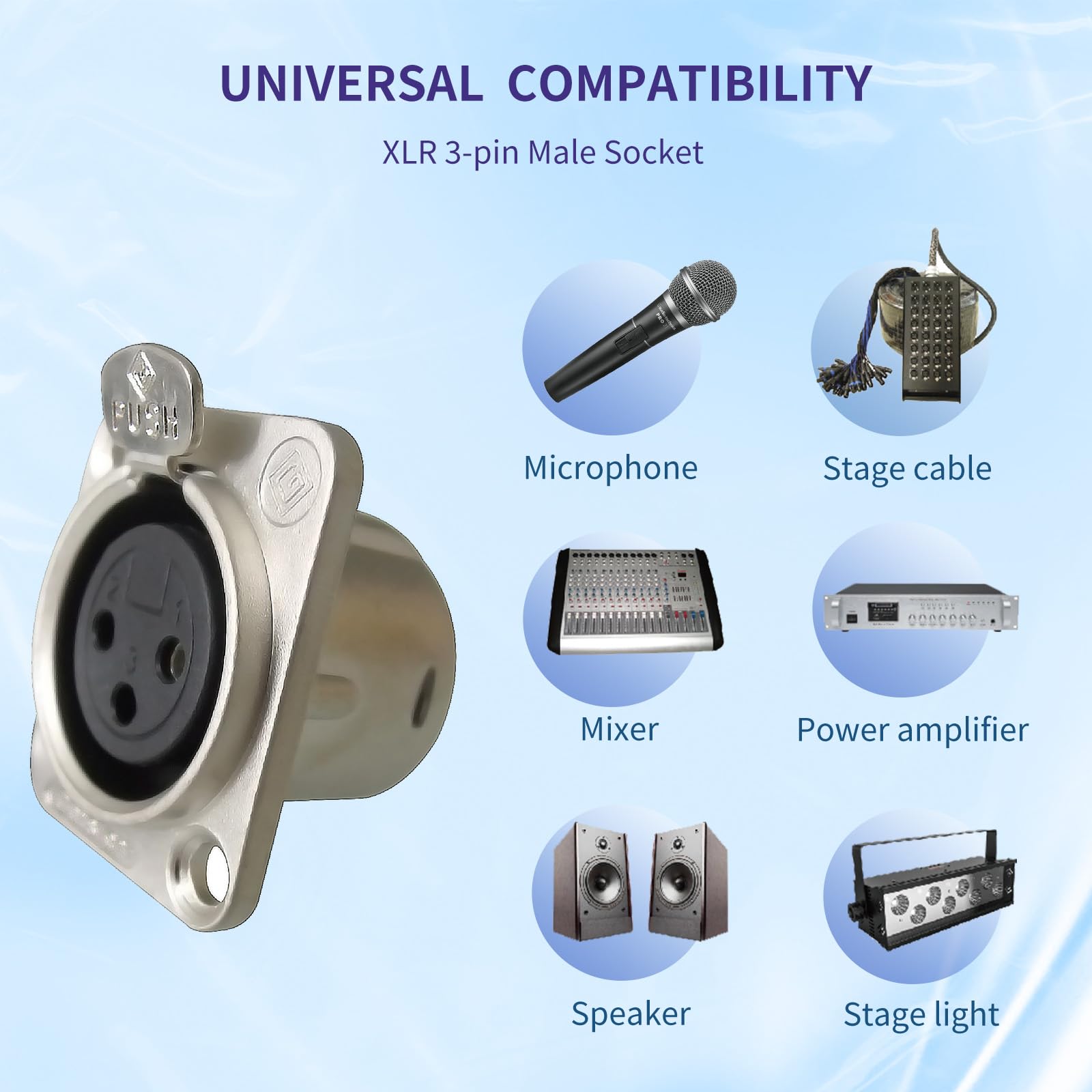 Riviera 5 Pack Xlr 3Pin Female Panel Mount Chassis, Fine Nickel Plated Housing With Silver Plated Contacts(5 Pack Silver Female)